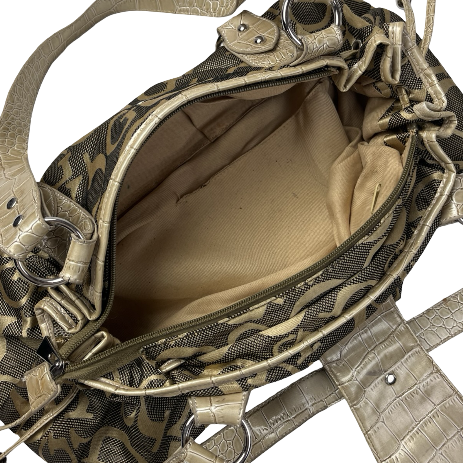 (W) Y2K GUESS Scrambled G Shoulder Bag Gold