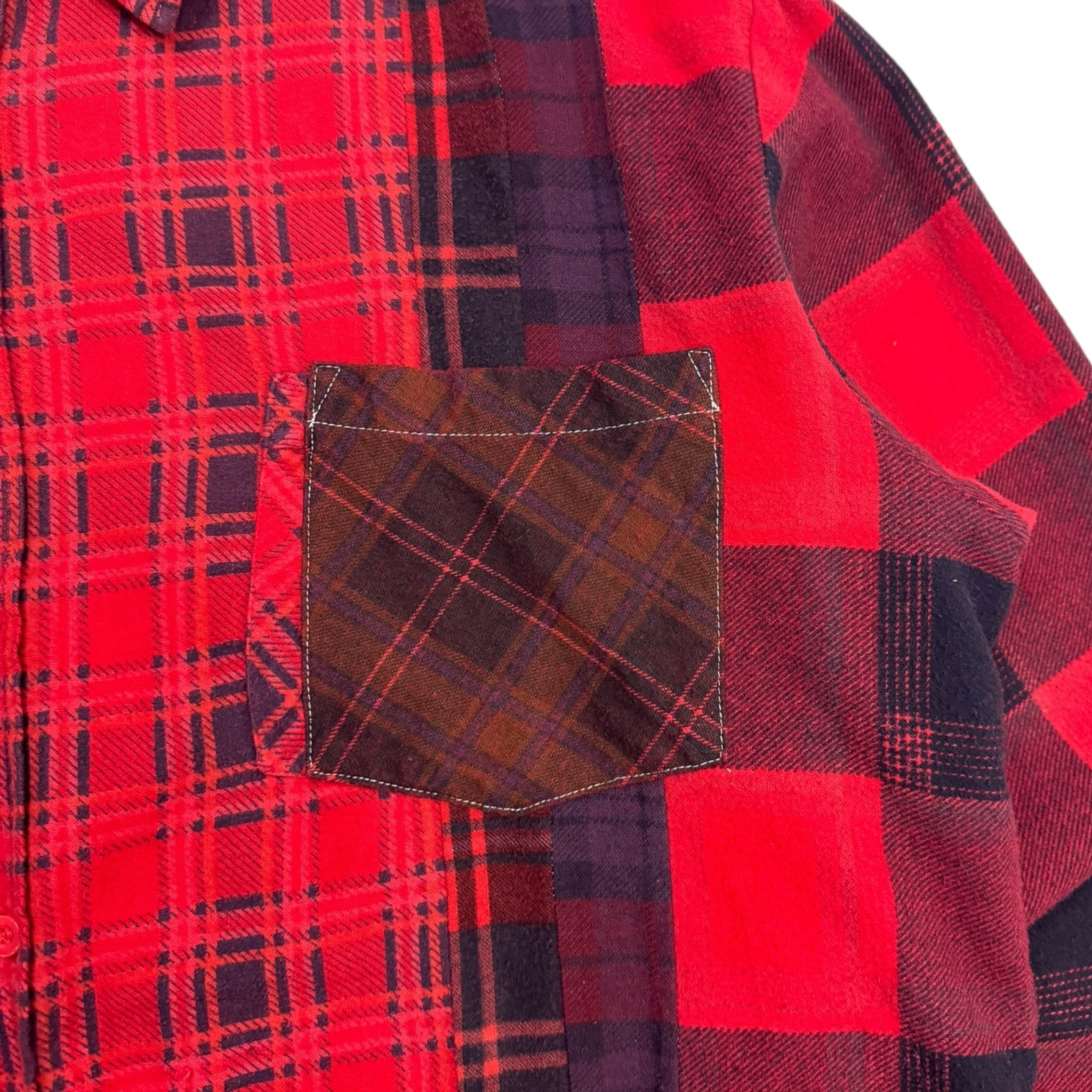 Needles 7 Cuts Wide Patchwork Frayed Button Up Shirt