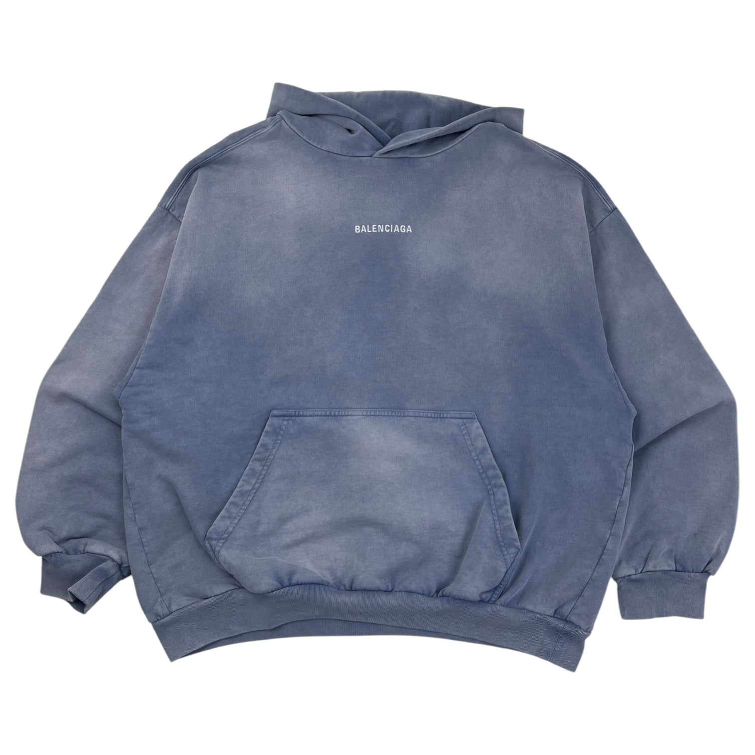 Balenciaga Embroidered Logo Faded Blue Hoodie