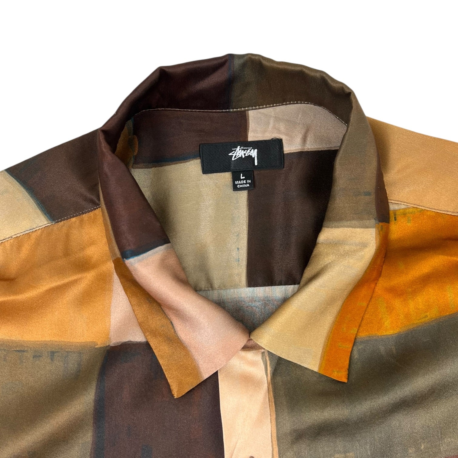Stussy Painted Check Silk Shirt in Multicolor