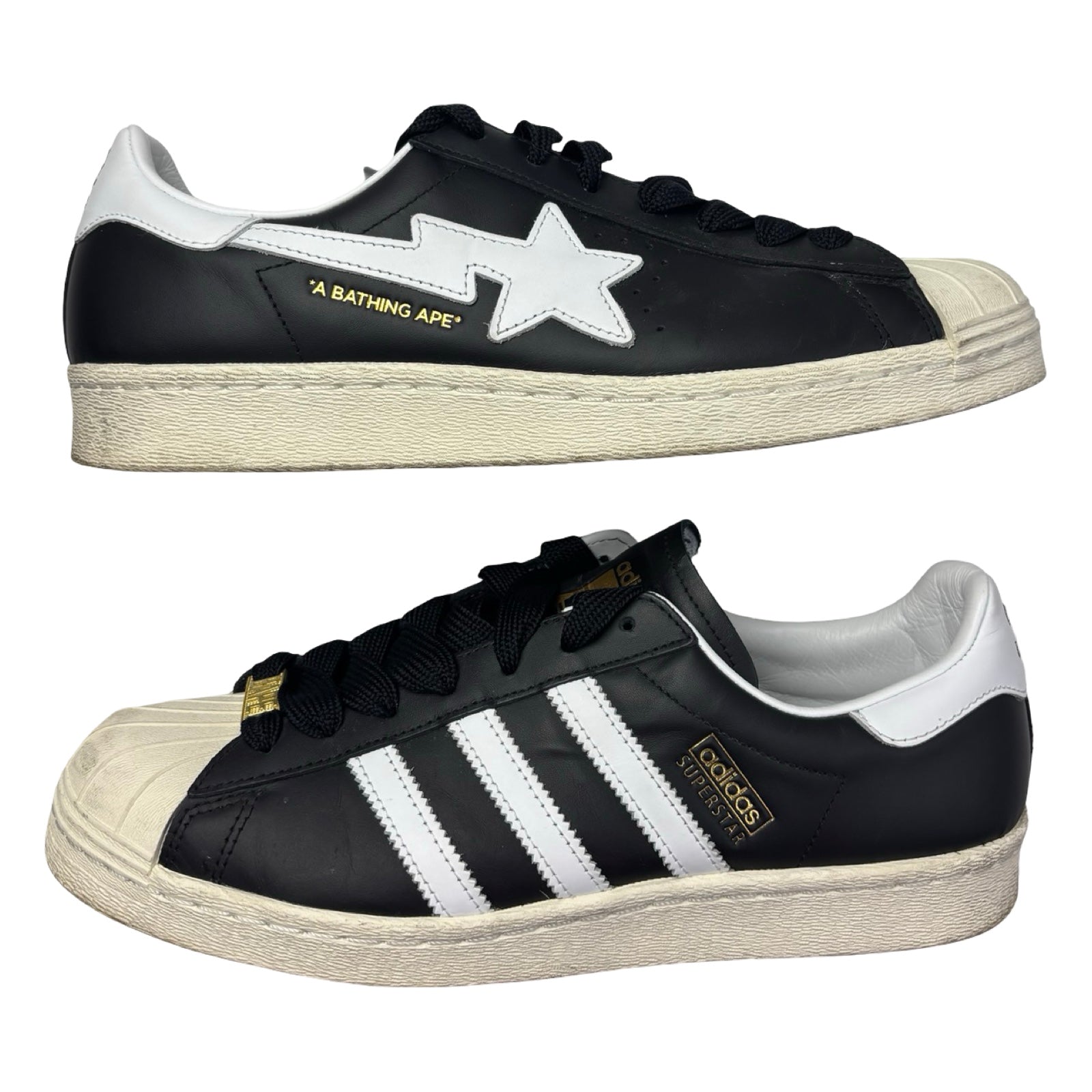 Bape x Adidas Superstar 80s Black White Gold (2022) (Used)