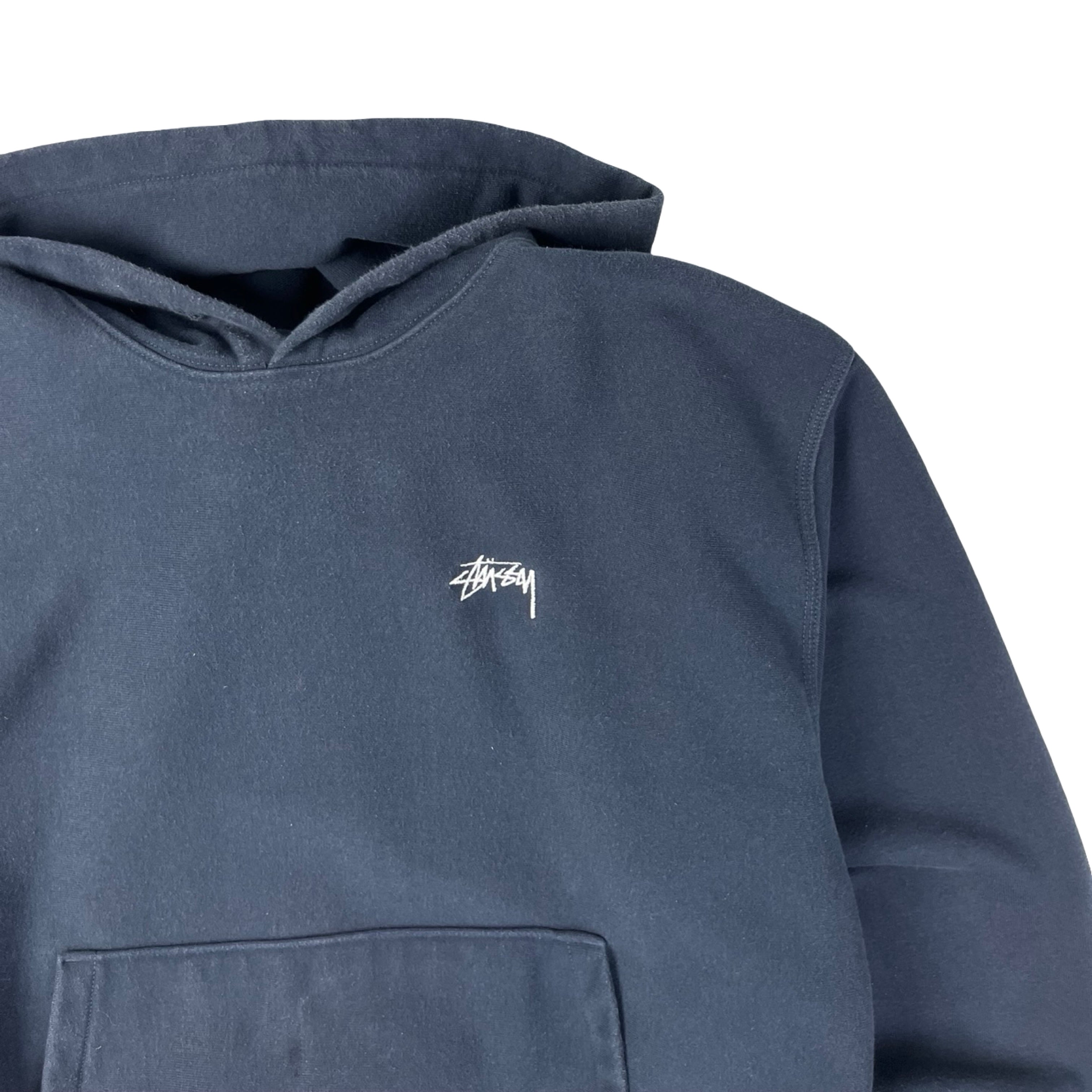 Stussy Pocket Script Basic Hoodie Blue