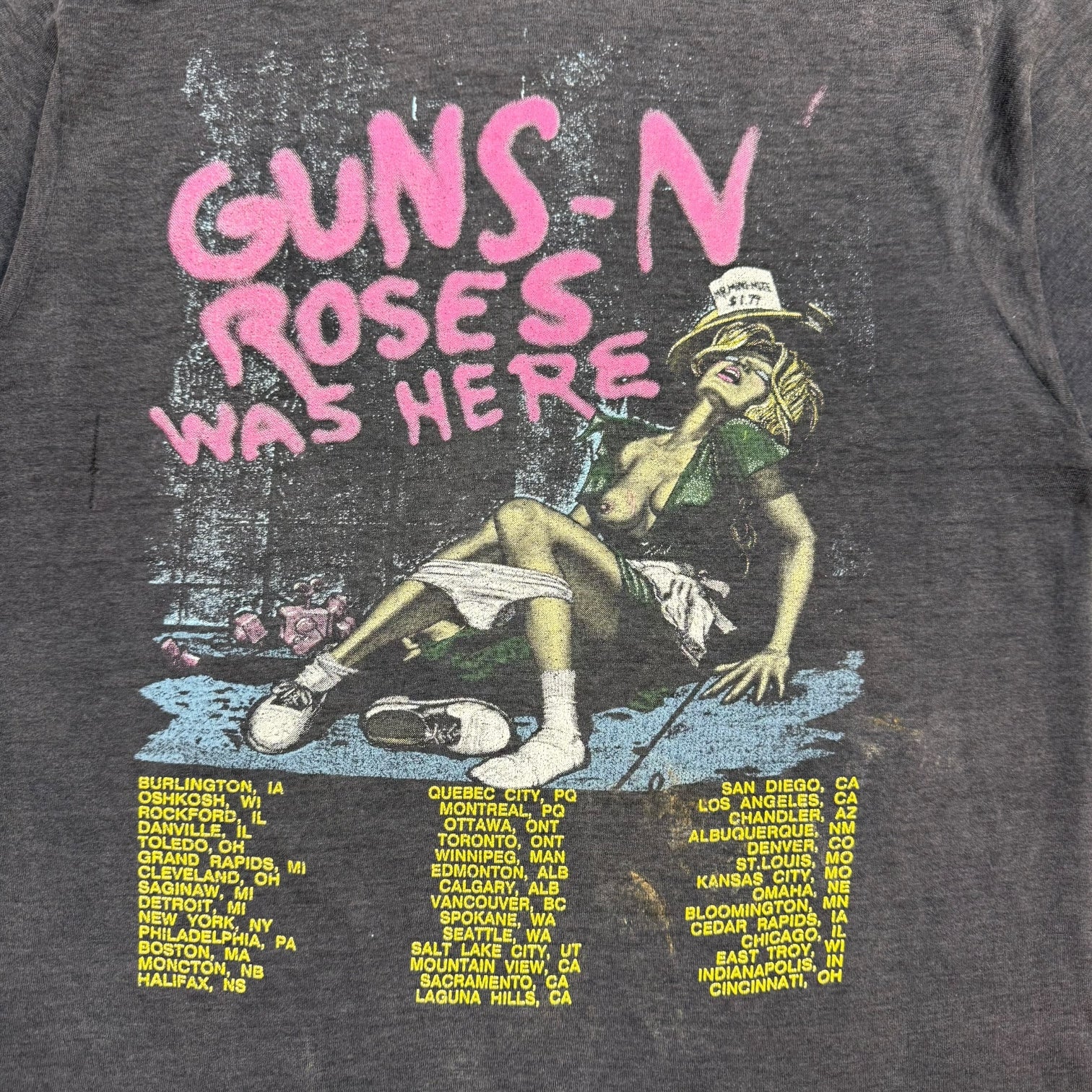 1987 Guns N Roses ‘Was Here’ Tee Faded Black