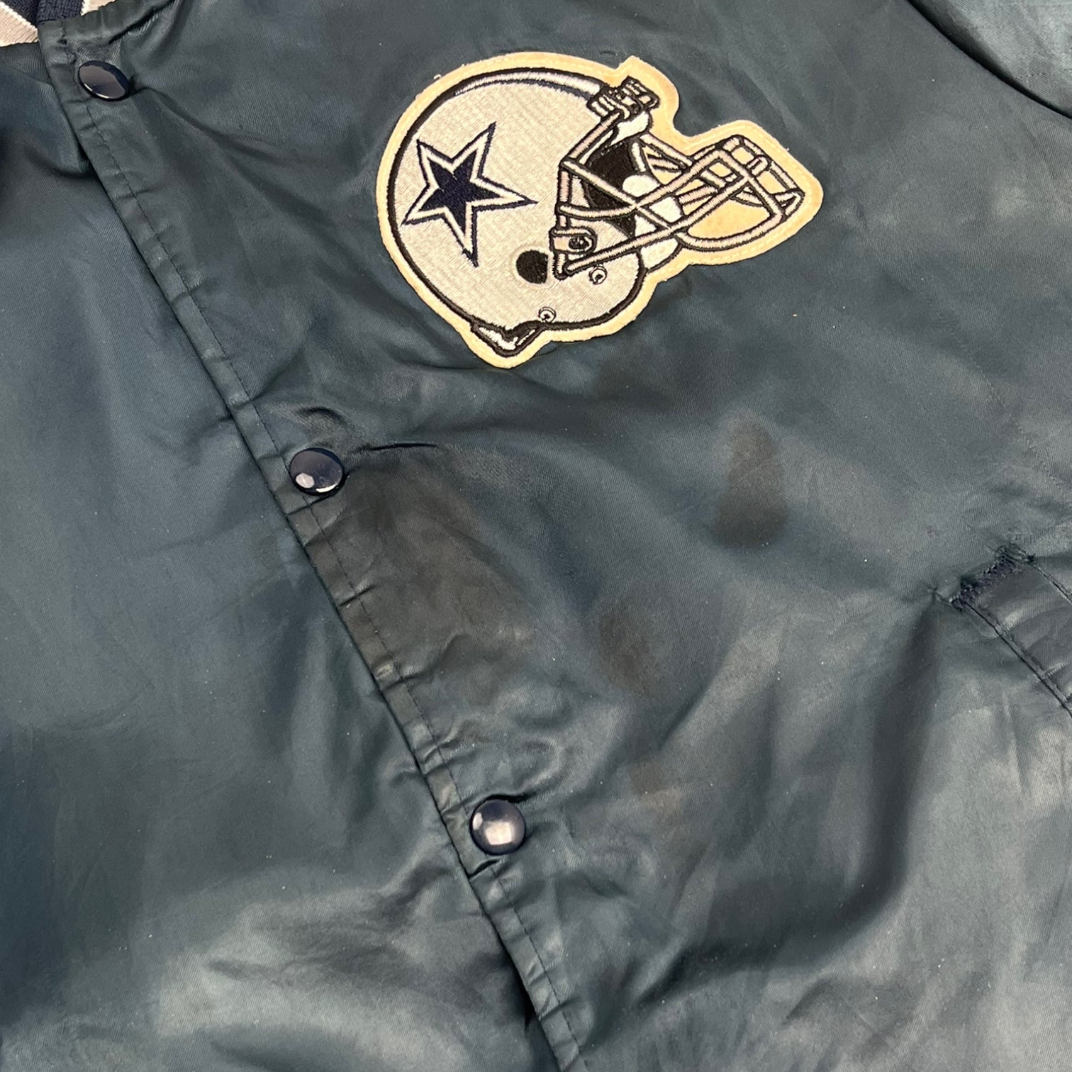 Vintage Dallas Cowboys Chalk Line Satin Bomber Jacket