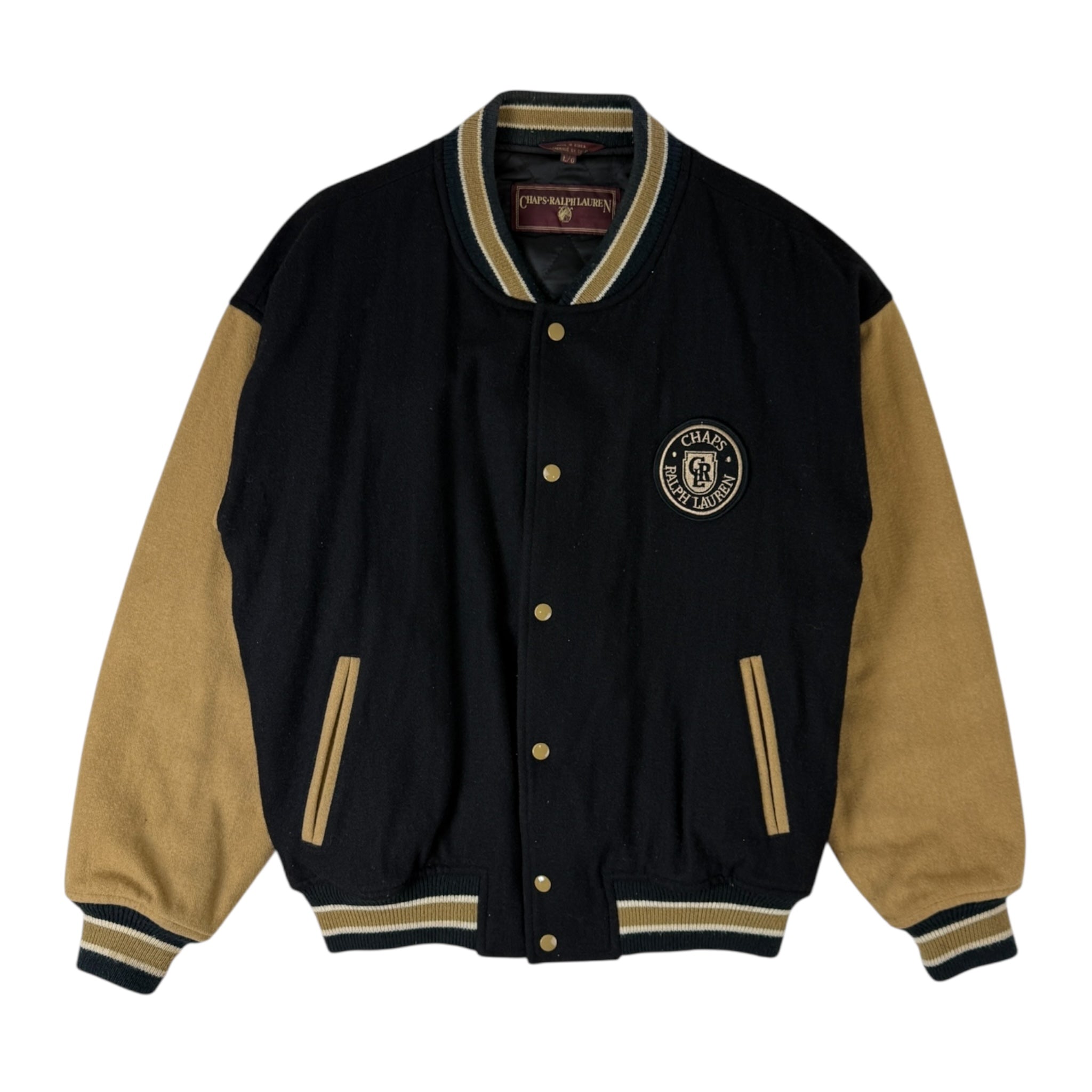 Vintage Chaps Ralph Lauren Varsity Jacket Black