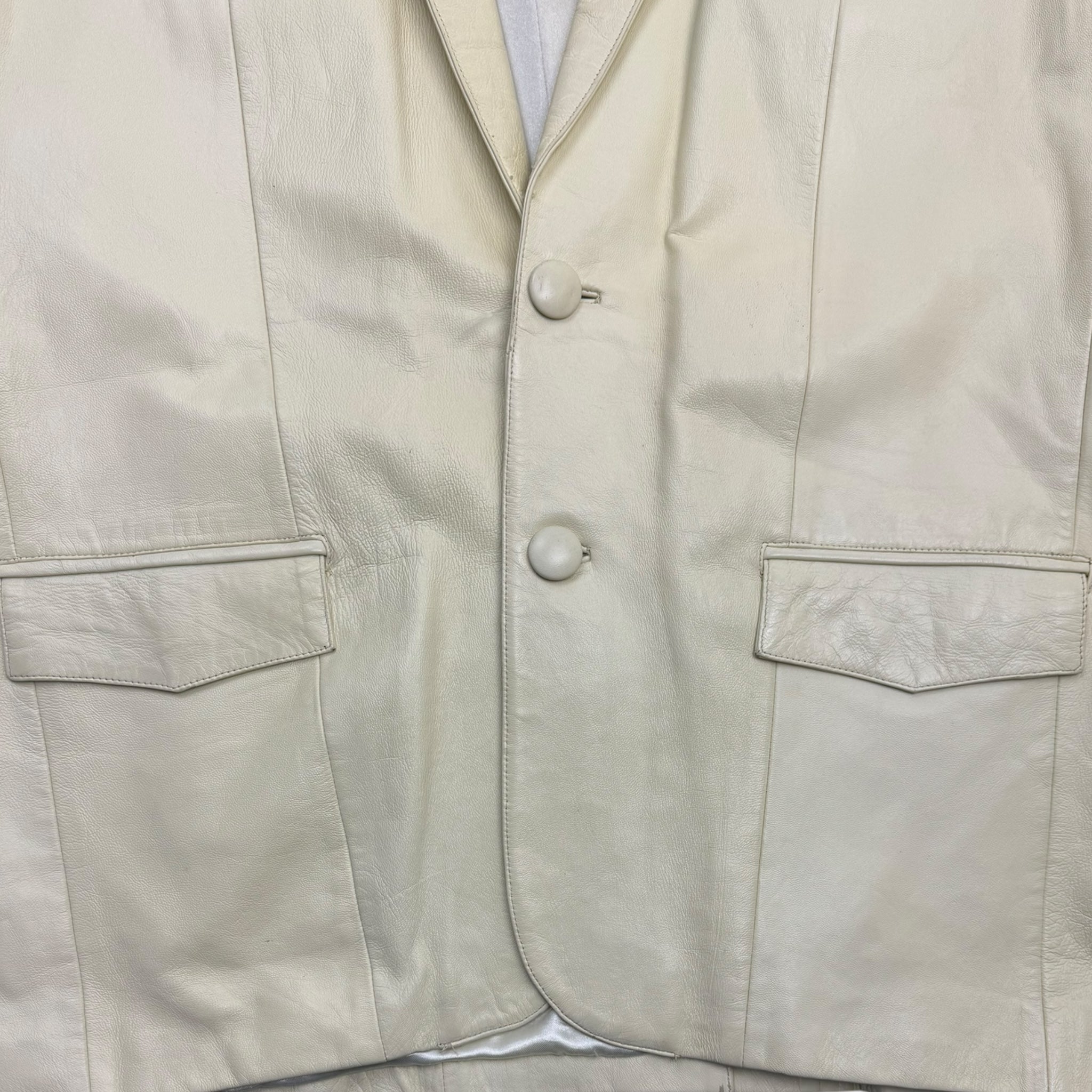 Vintage Concept Leather Trench Coat Off White