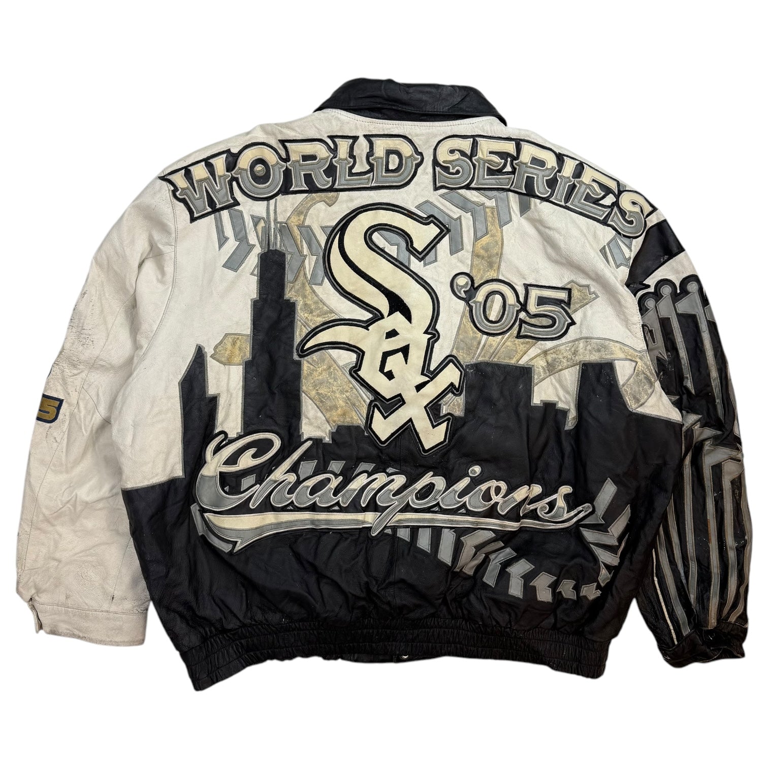 2005 Jeff Hamilton Chicago White Sox World Series Champions Leather Jacket White/Black