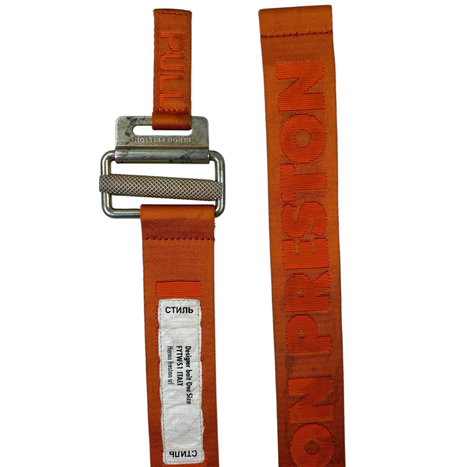 Heron Preston FW21 Tape Logo Belt Orange/Gold
