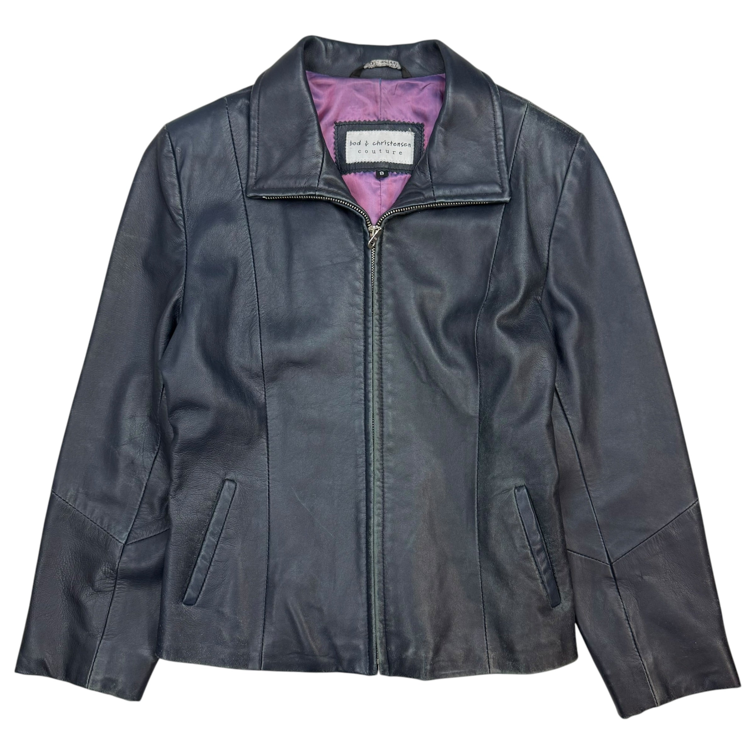 (W) Vintage Bod & Christensen Leather Jacket Black
