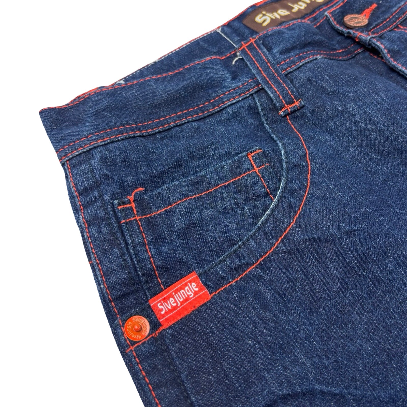 5ive Jungle & Co. Contrast Stitched Denim Shorts Dark Wash