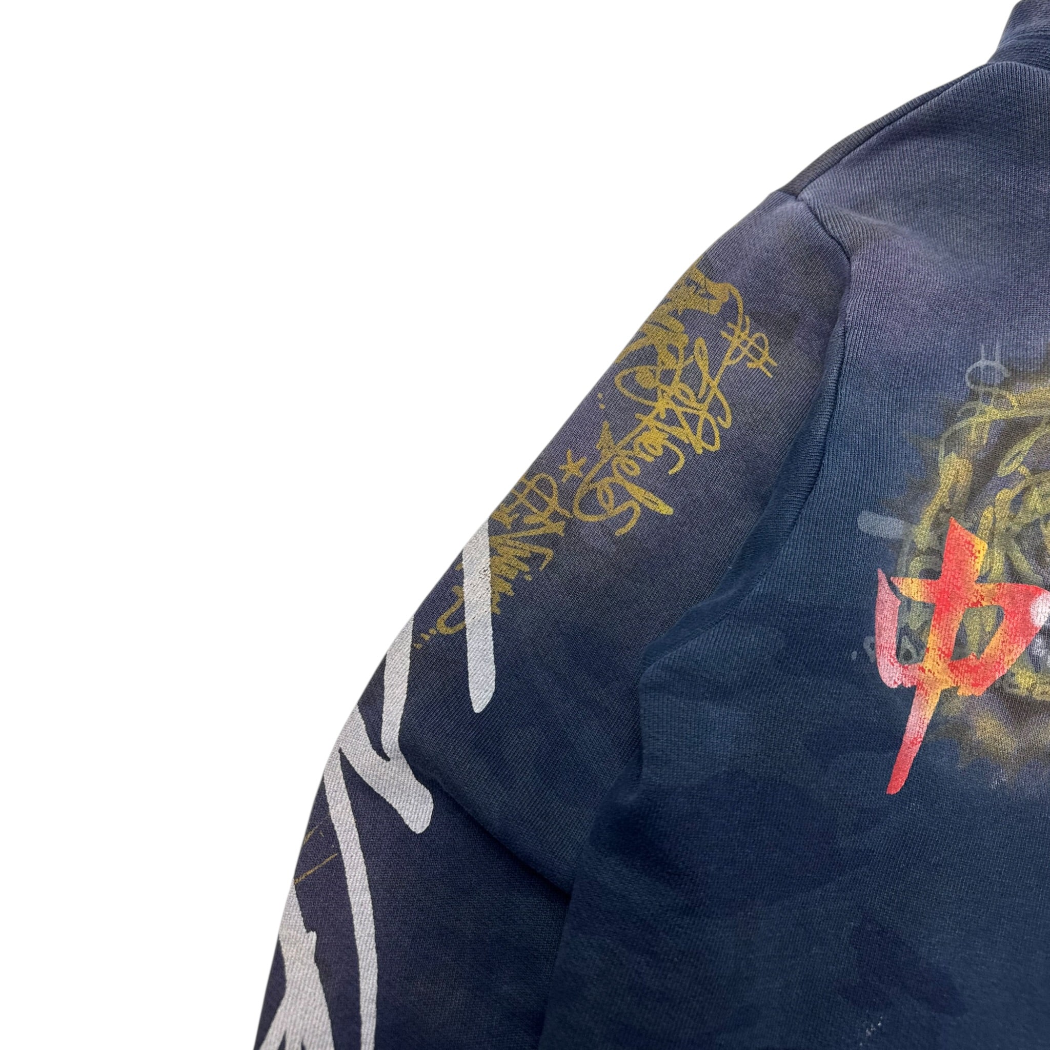 Y2K The Great China Wall Zip Up Hoodie Blue Camo