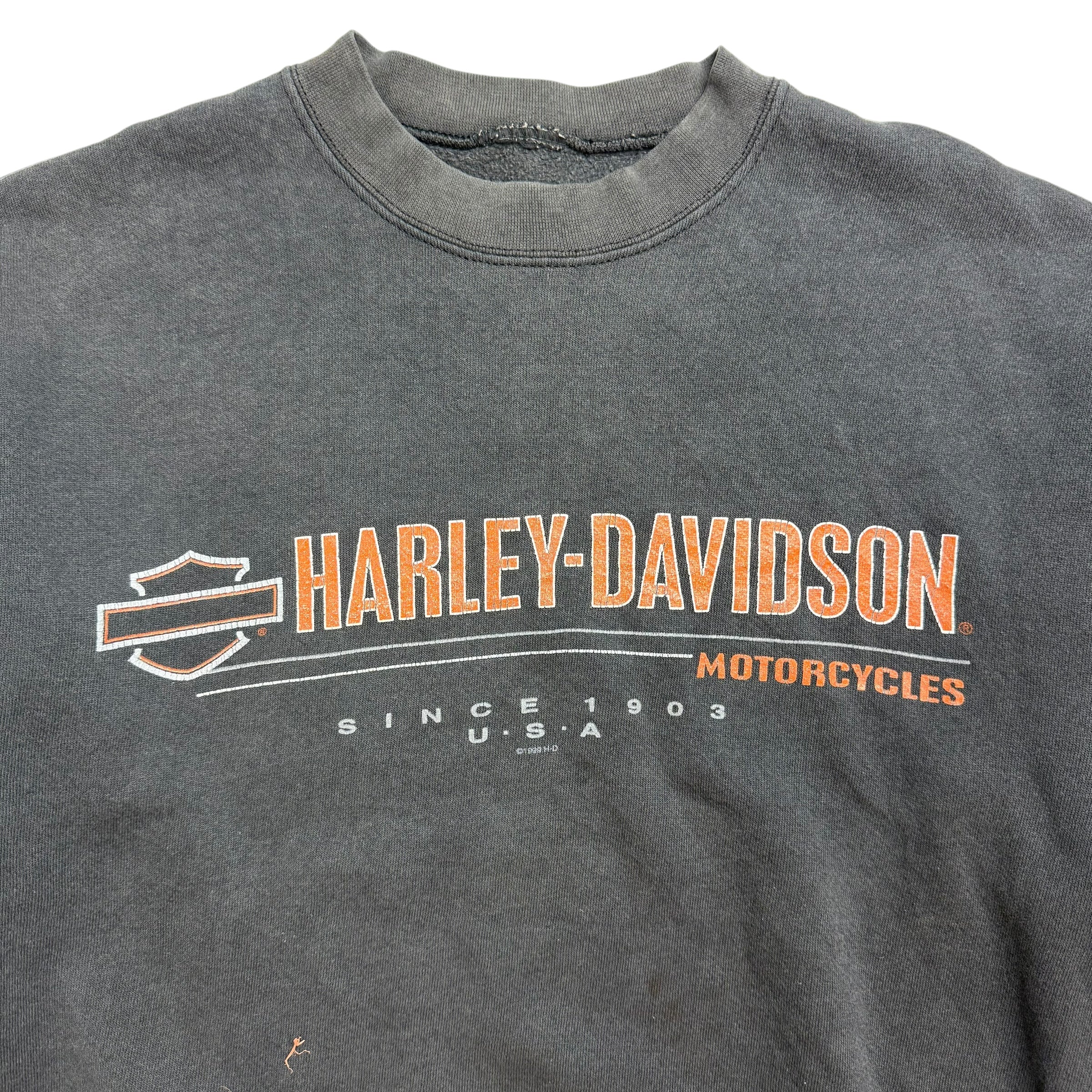 Vintage Harley Davidson Of Ocean City  Crewneck Faded Black