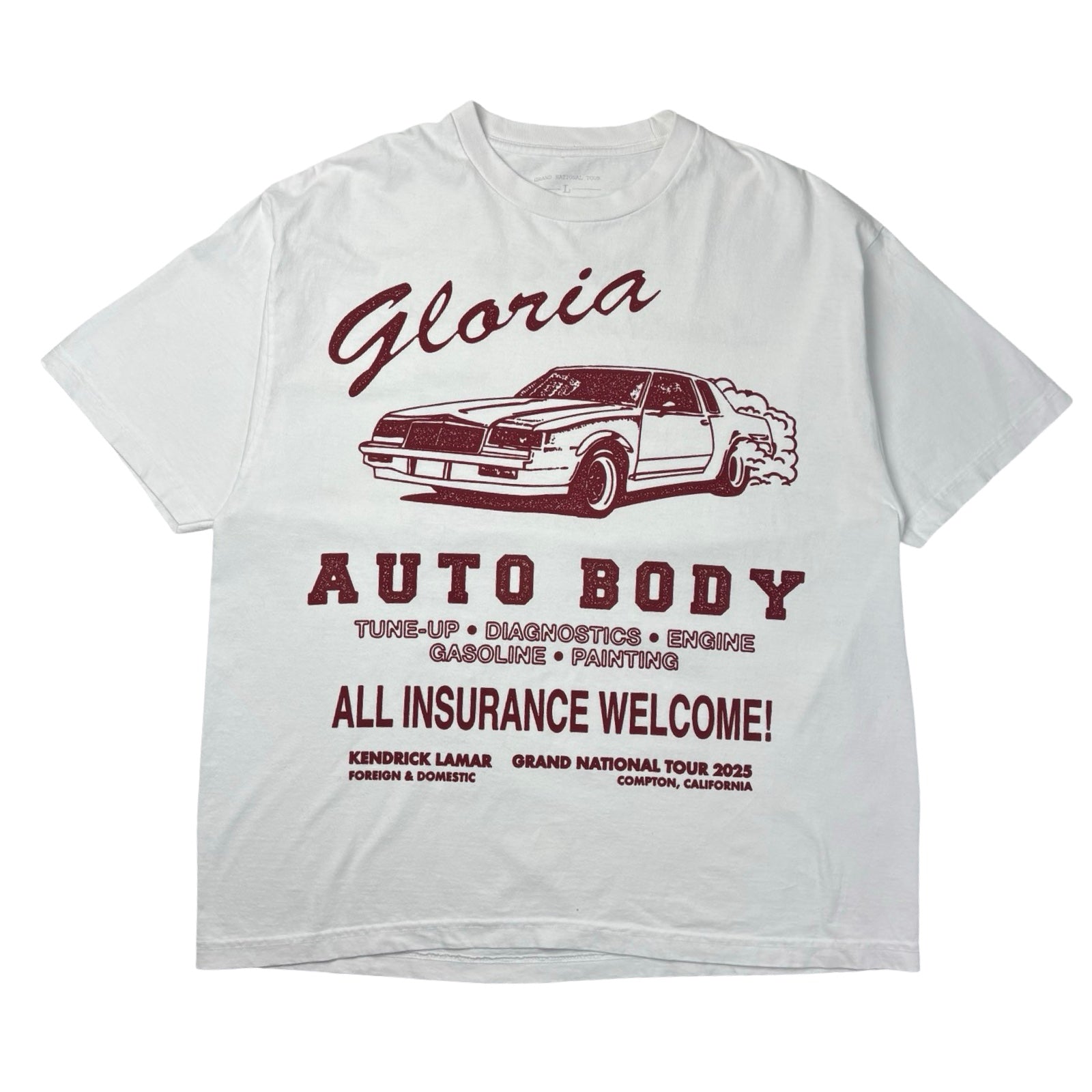 Kendrick Lamar X SZA Grand National Tour “Gloria Auto Body” T-Shirt White