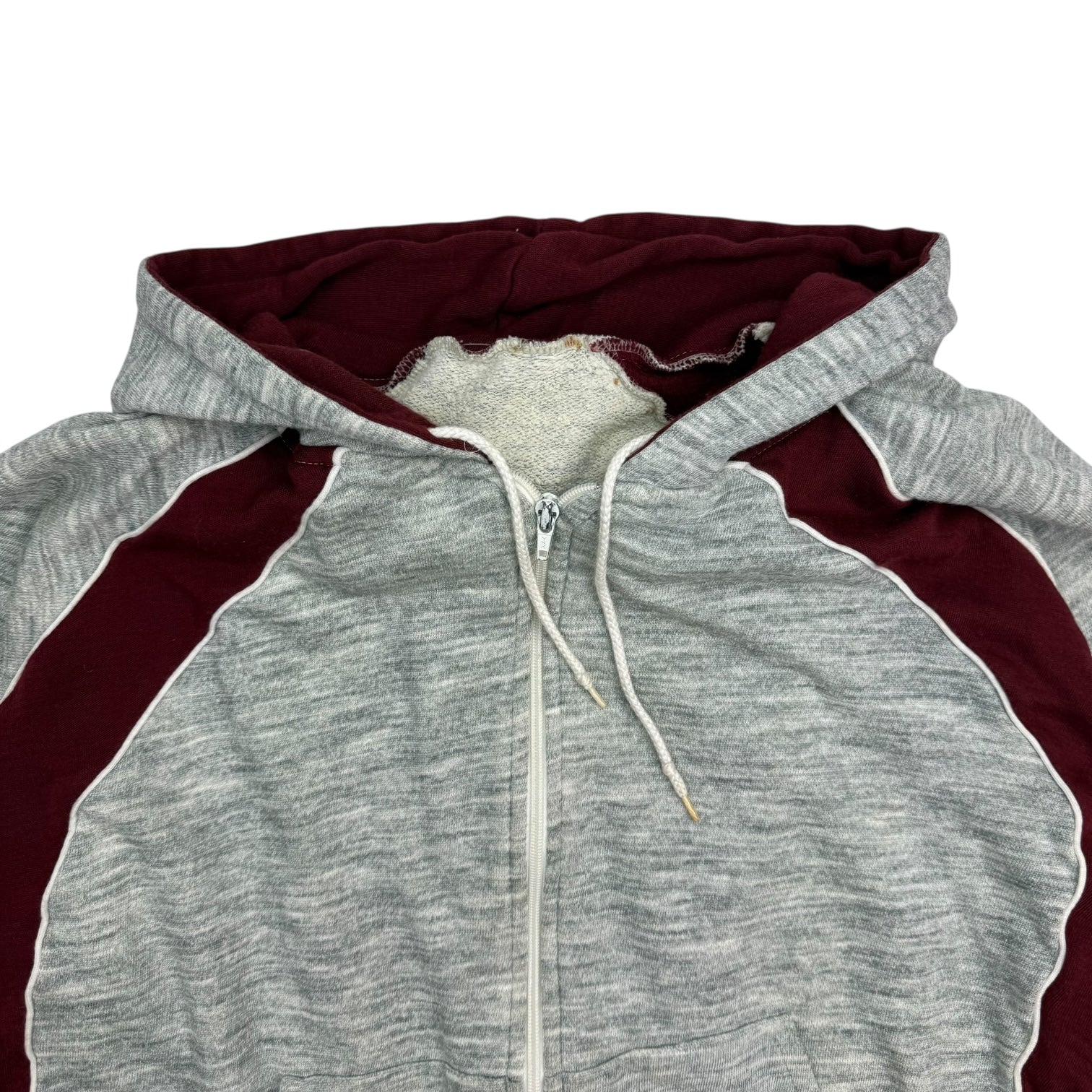 1980's "Keep on Trucking" Two Tone Zip Up Hoodie Heather Grey/Red