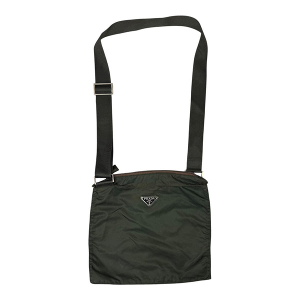 (W) Prada Tessuto Nylon Crossbody Bag Dark Green