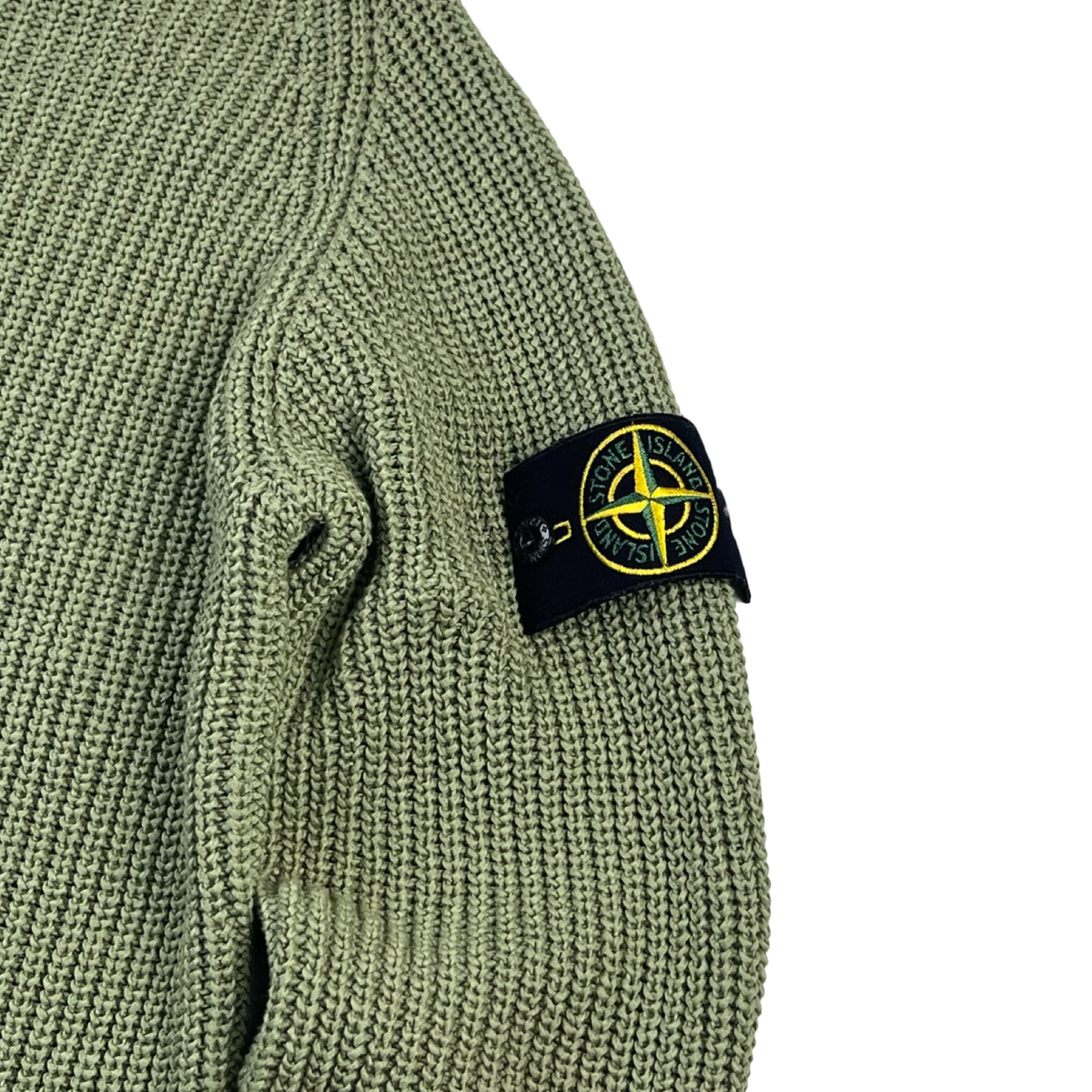 Stone Island Ribbed Knit Jumper Moss