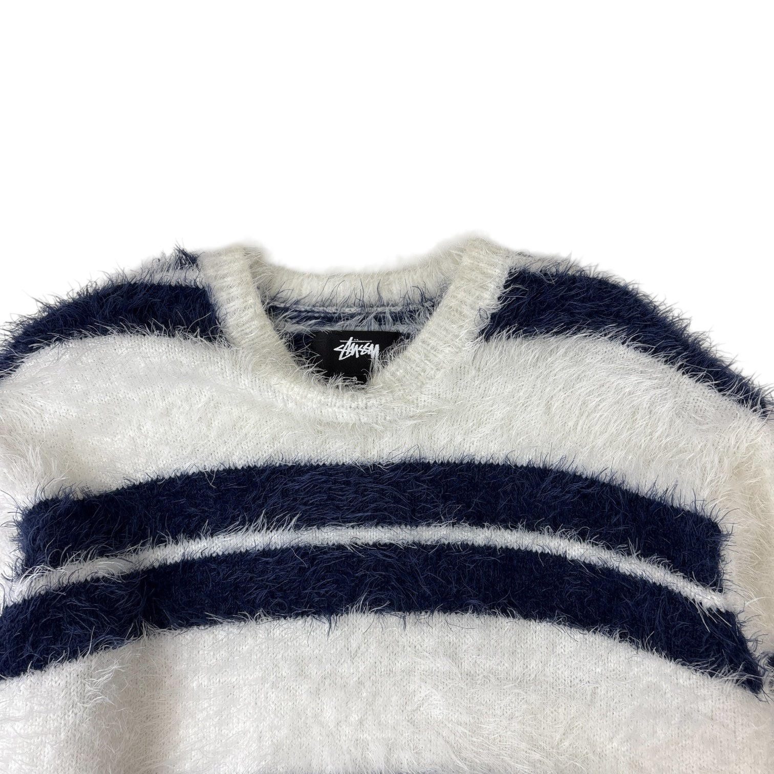 Stussy Hairy Stripe Crew Sweater Navy