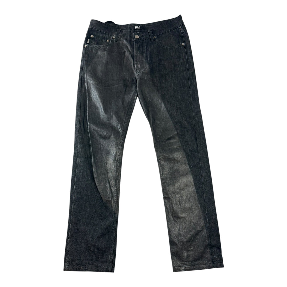 RAF Black Waxed Coated Denim Jeans Black