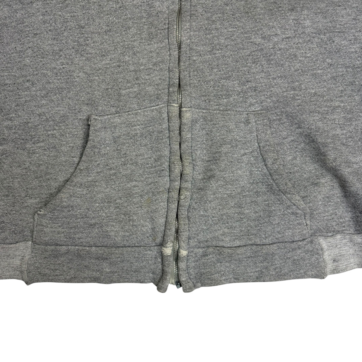 Vintage 70s Thrashed Zip Up Hoodie Heather Grey