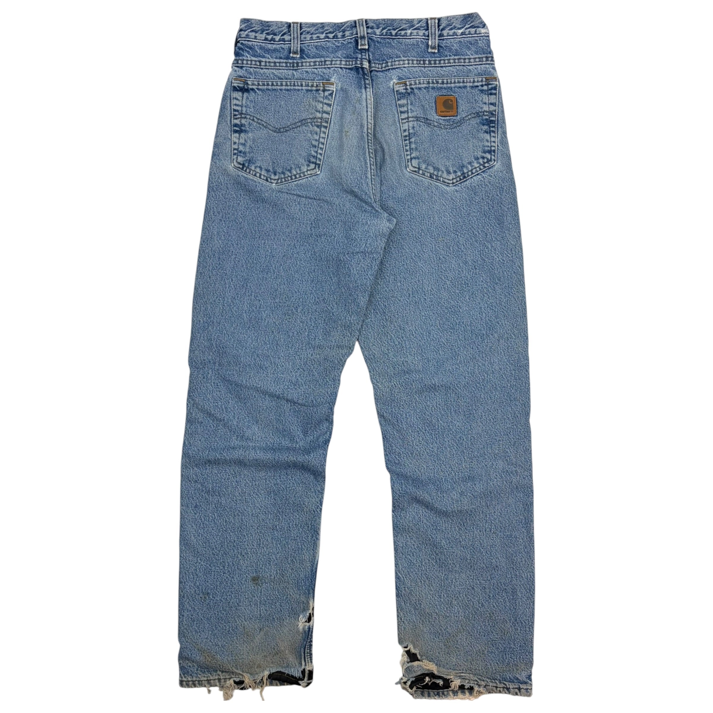 Vintage Carhartt Relaxed Fit Fleece Lined Denim Pants Blue