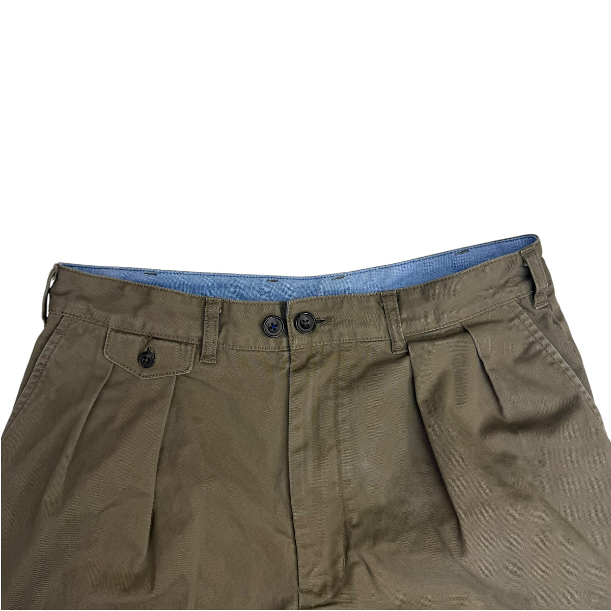 Beams Plus 2 Pleat Tapered Twill Chino Trousers Khaki