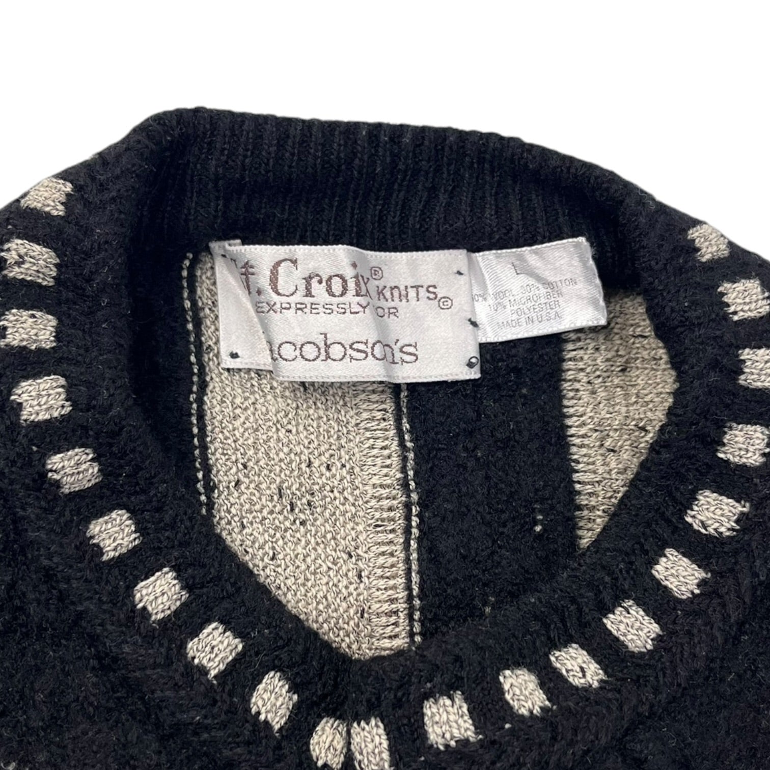 Vintage St. Croix V-Neck 3D Knit Cremé/Noir