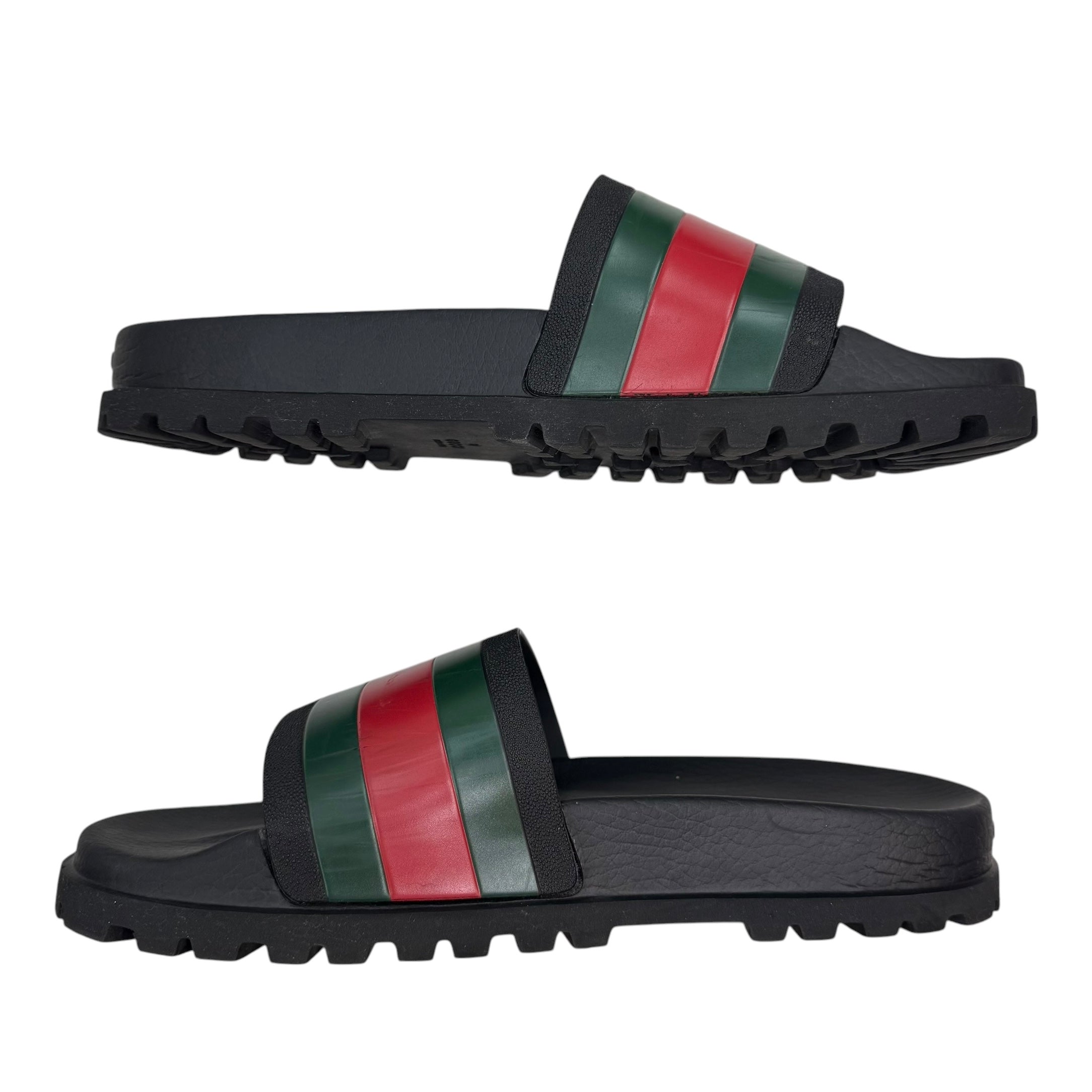 Gucci Pursuittreck Striped Rubber Slides (Used)