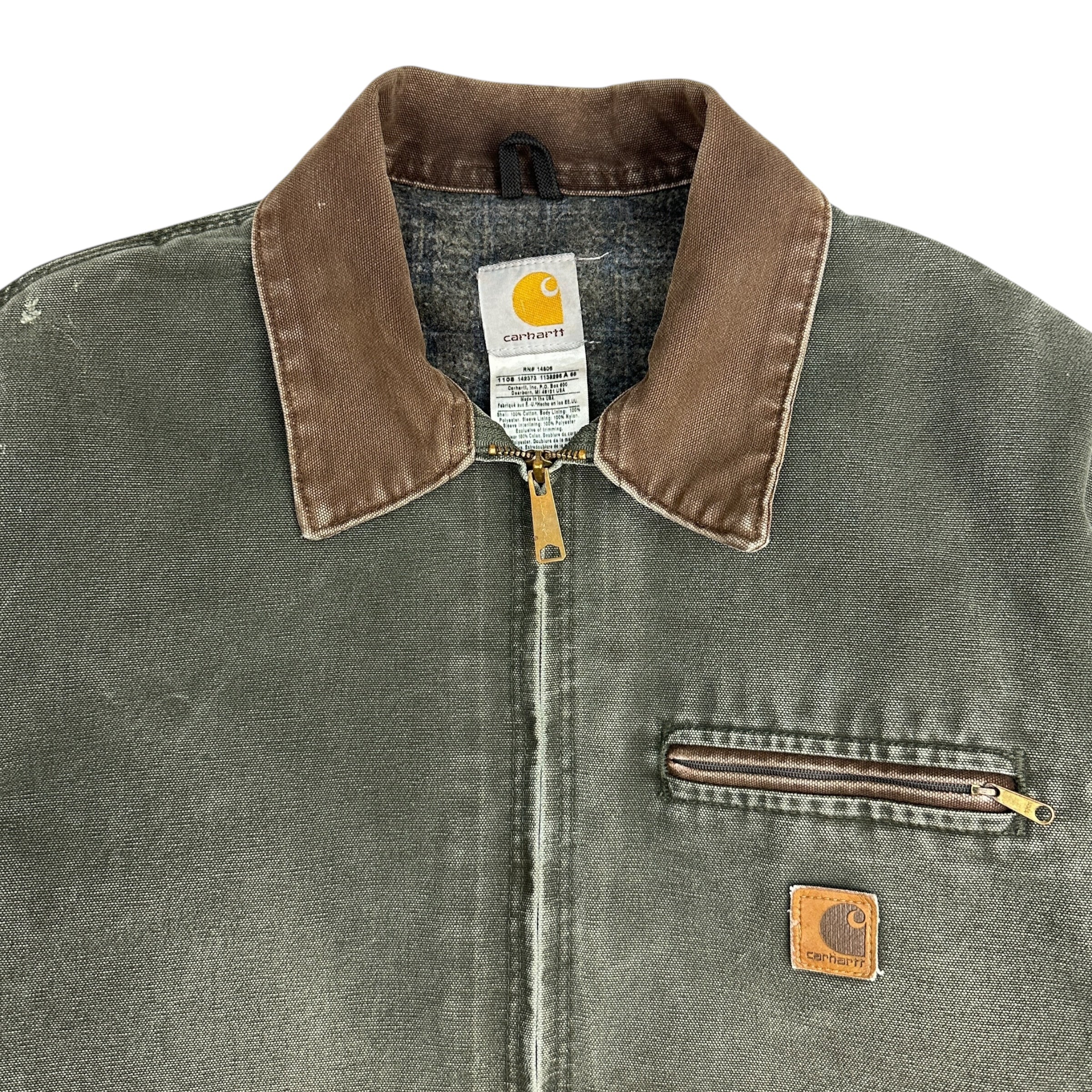 Vintage Carhartt Detroit Blanket Lined Jacket Moss Green