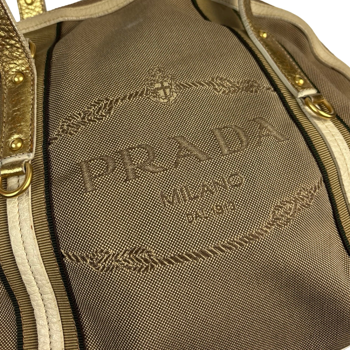 Prada Canapa Logo Canvas and Leather Handbag