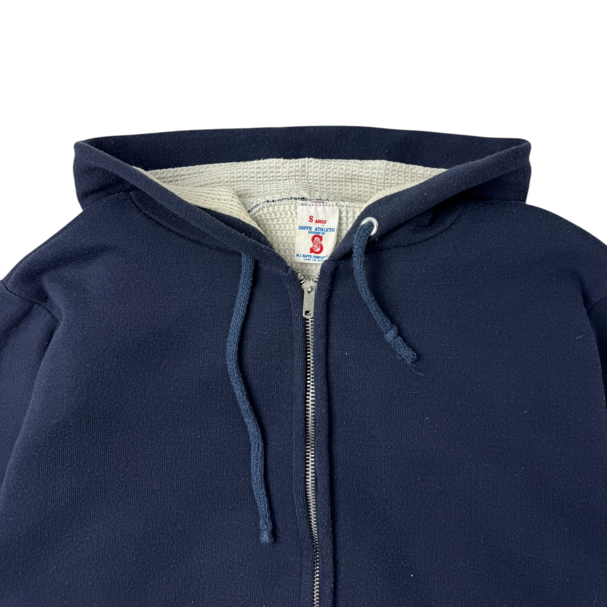 vintage 80s usa製 片爪ジッパー zip hoodie Vintage 80s Waffle Lined Zip Up Hoodie Navy