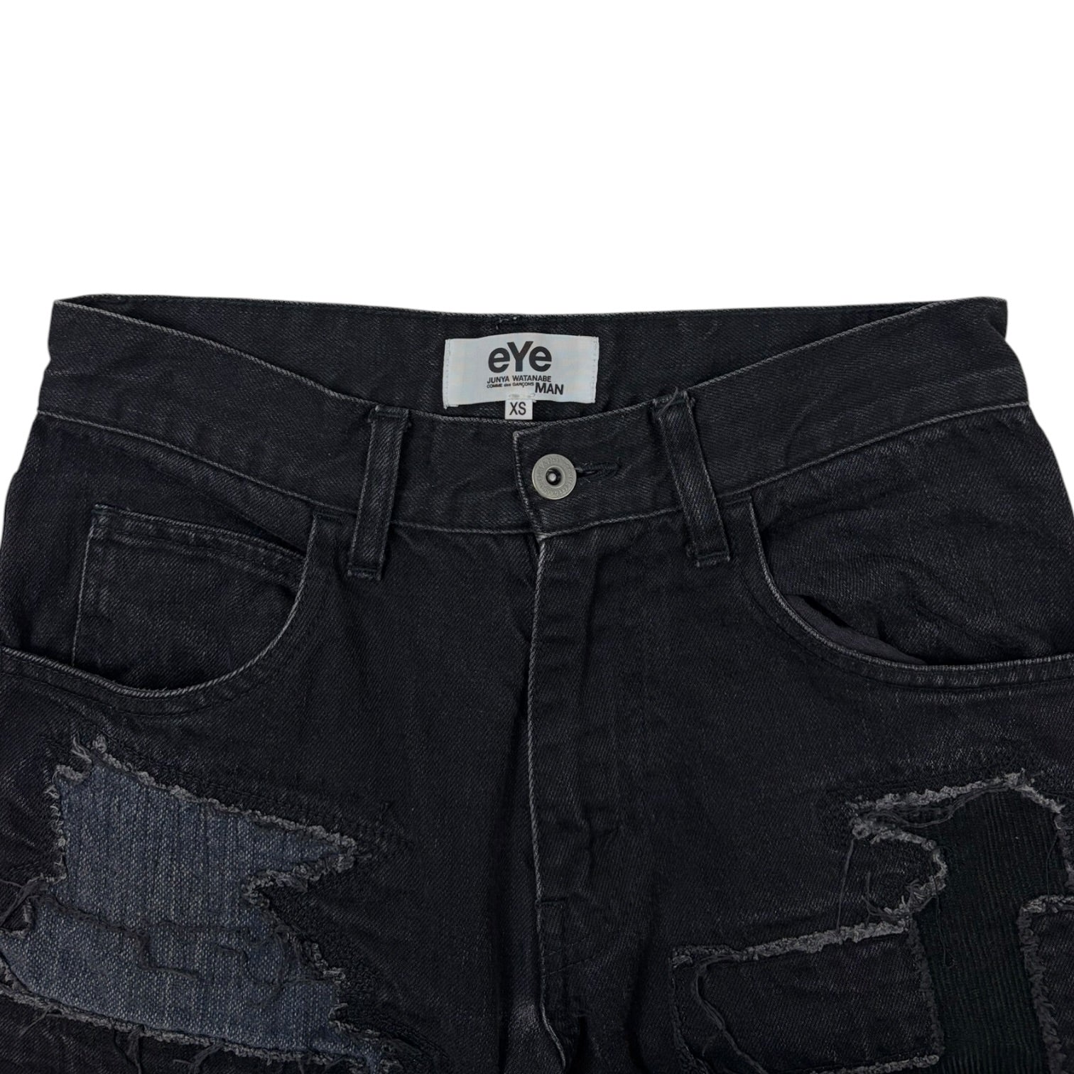 Junya Watanabe EYE Python Leather Patchwork Denim Pants Black