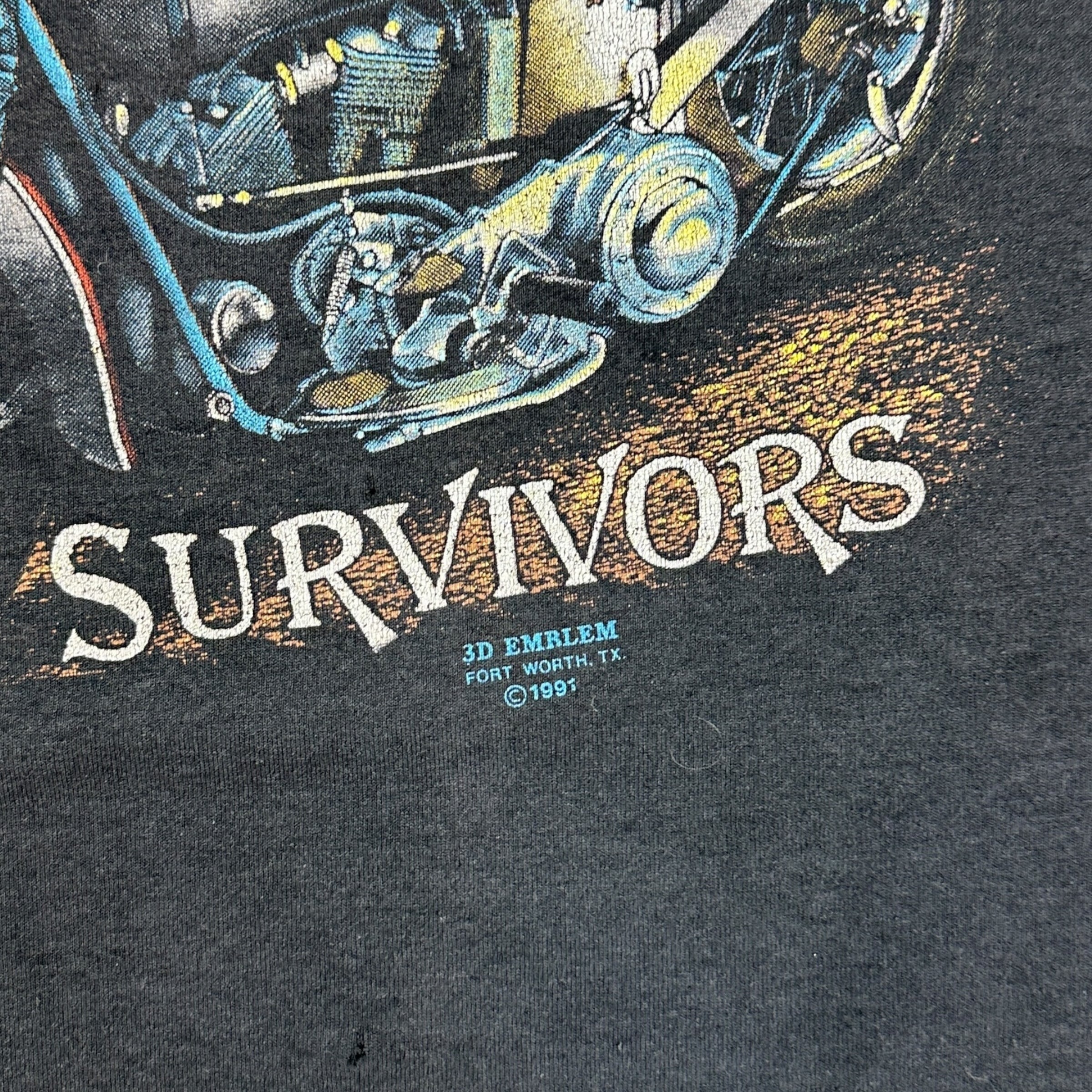 1991 Harley Davidson 3-D Emblem Survivors Tee Black