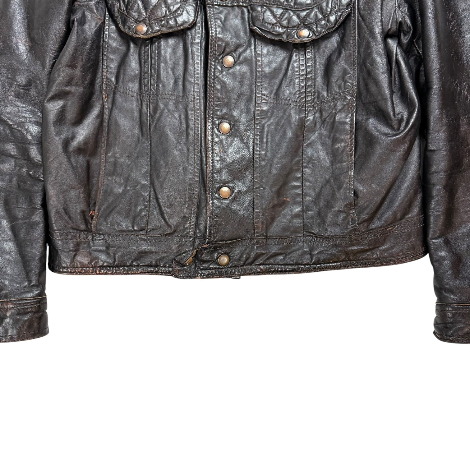 Vintage Bristol Diamond Stitch Leather Jacket Faded Black