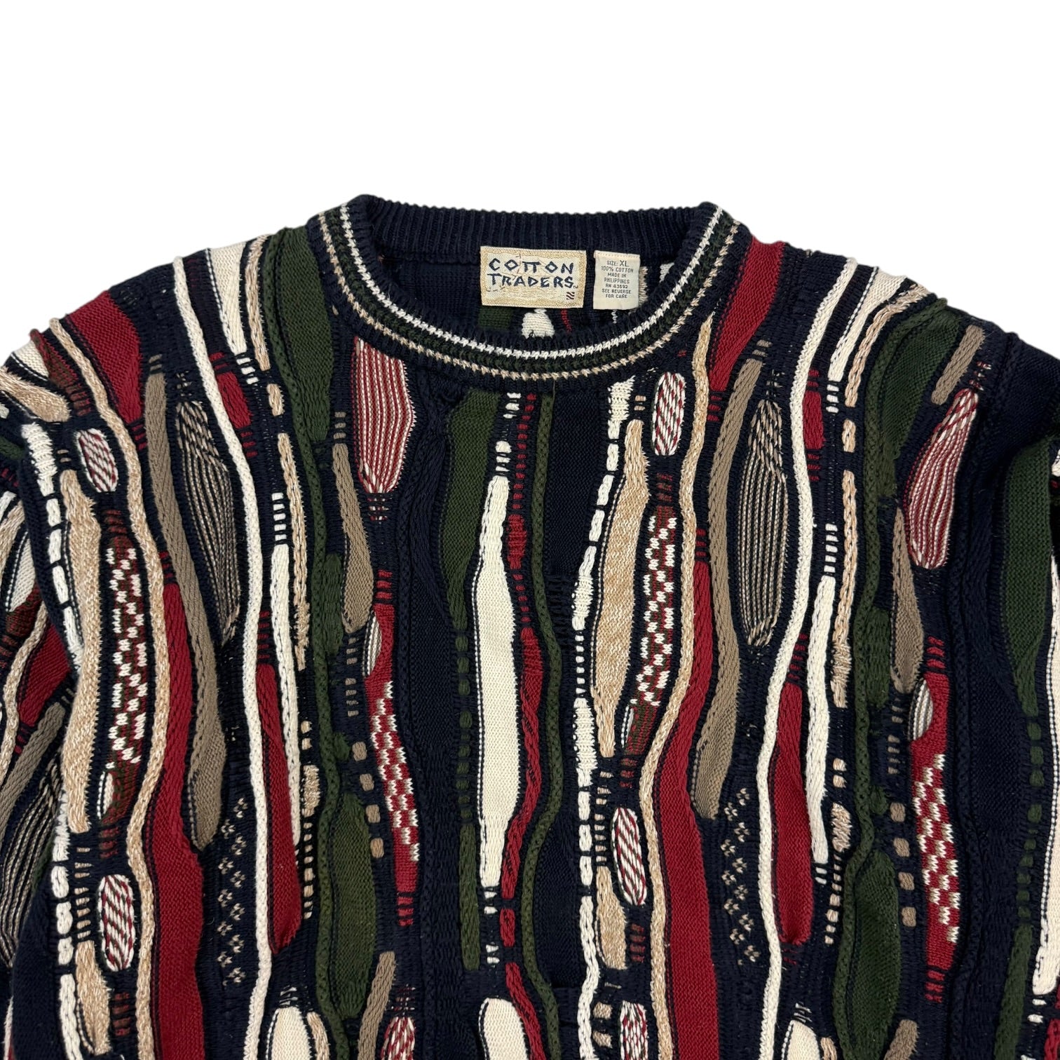 Vintage Cotton Traders Cable Knit Sweater Red/Black