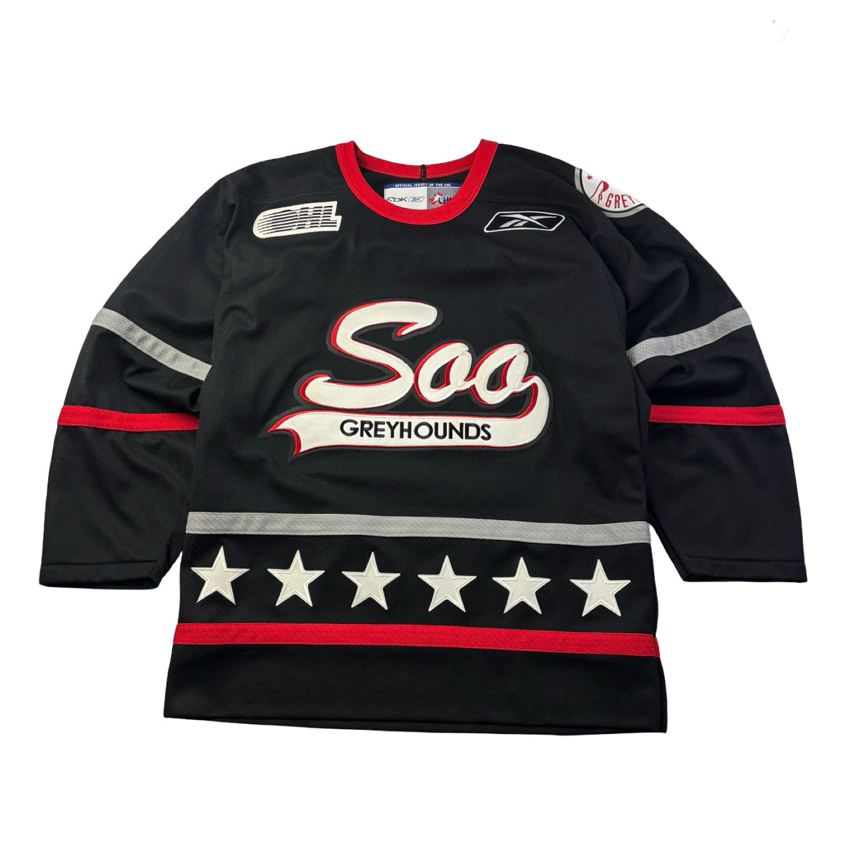 Vintage Reebok Sault Ste. Marie Greyhounds Ontario OHL Alternate Jersey Black/Red