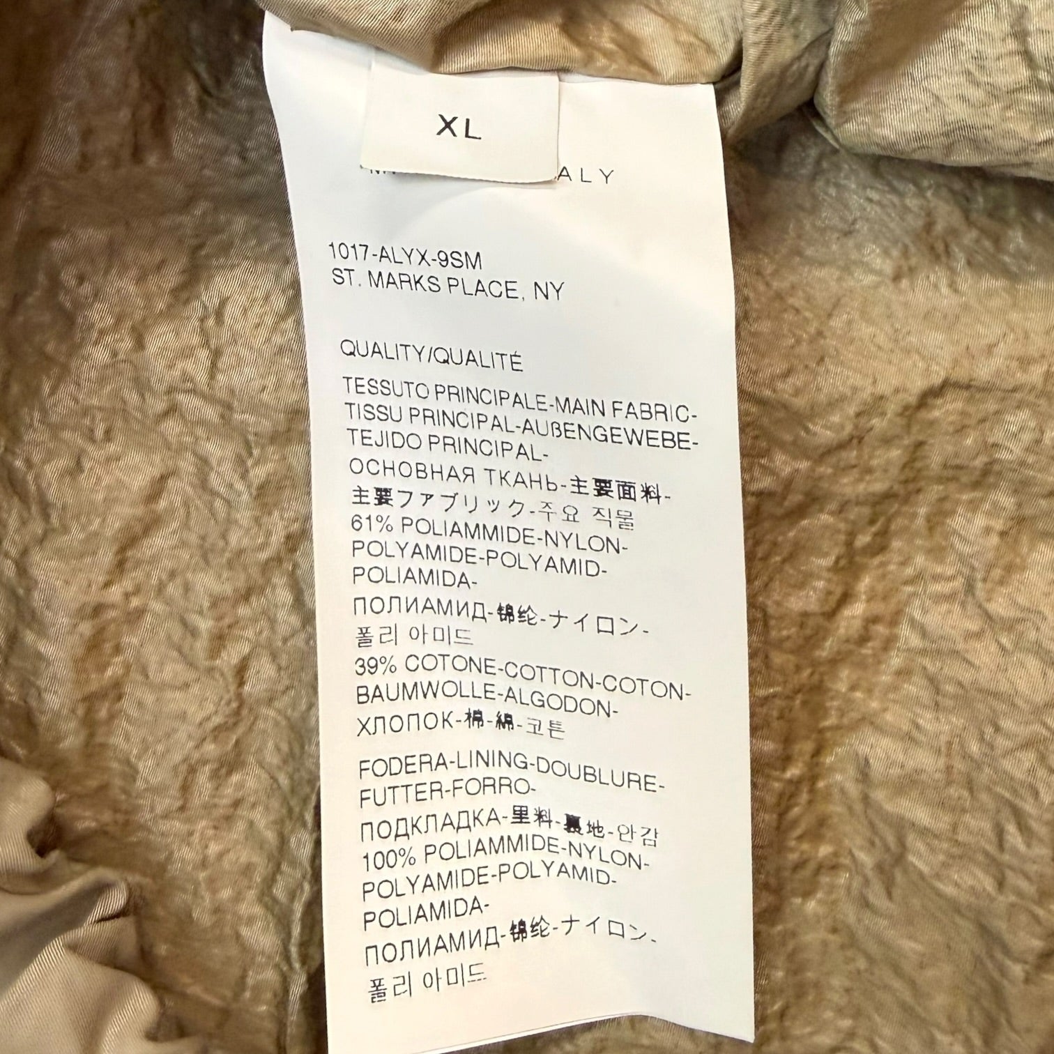 1017 ALYX 9SM Night Crawler Technical Utility Jacket Tan