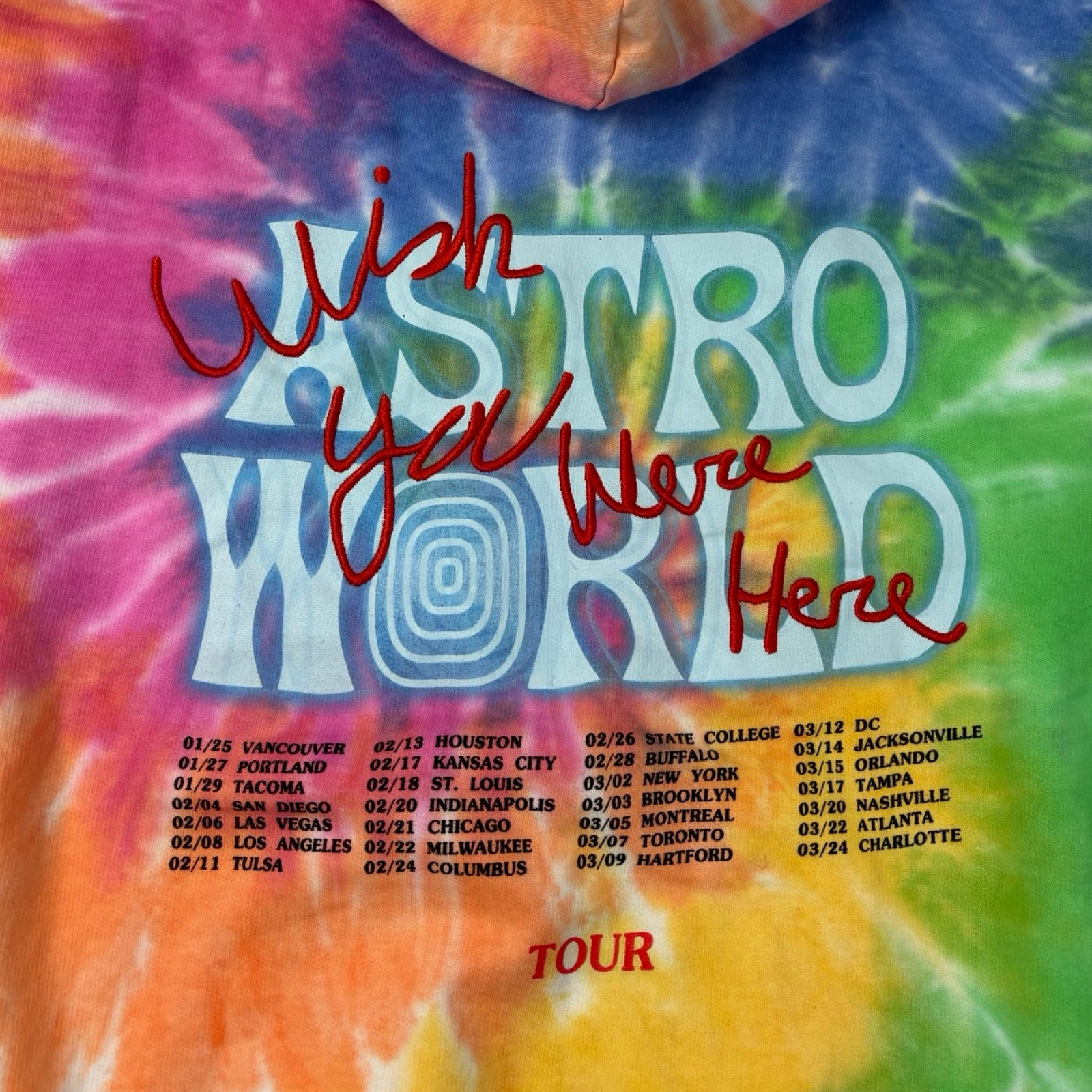 Travis Scott Astroworld Tour Skipping Bear Hoodie Tie Dye