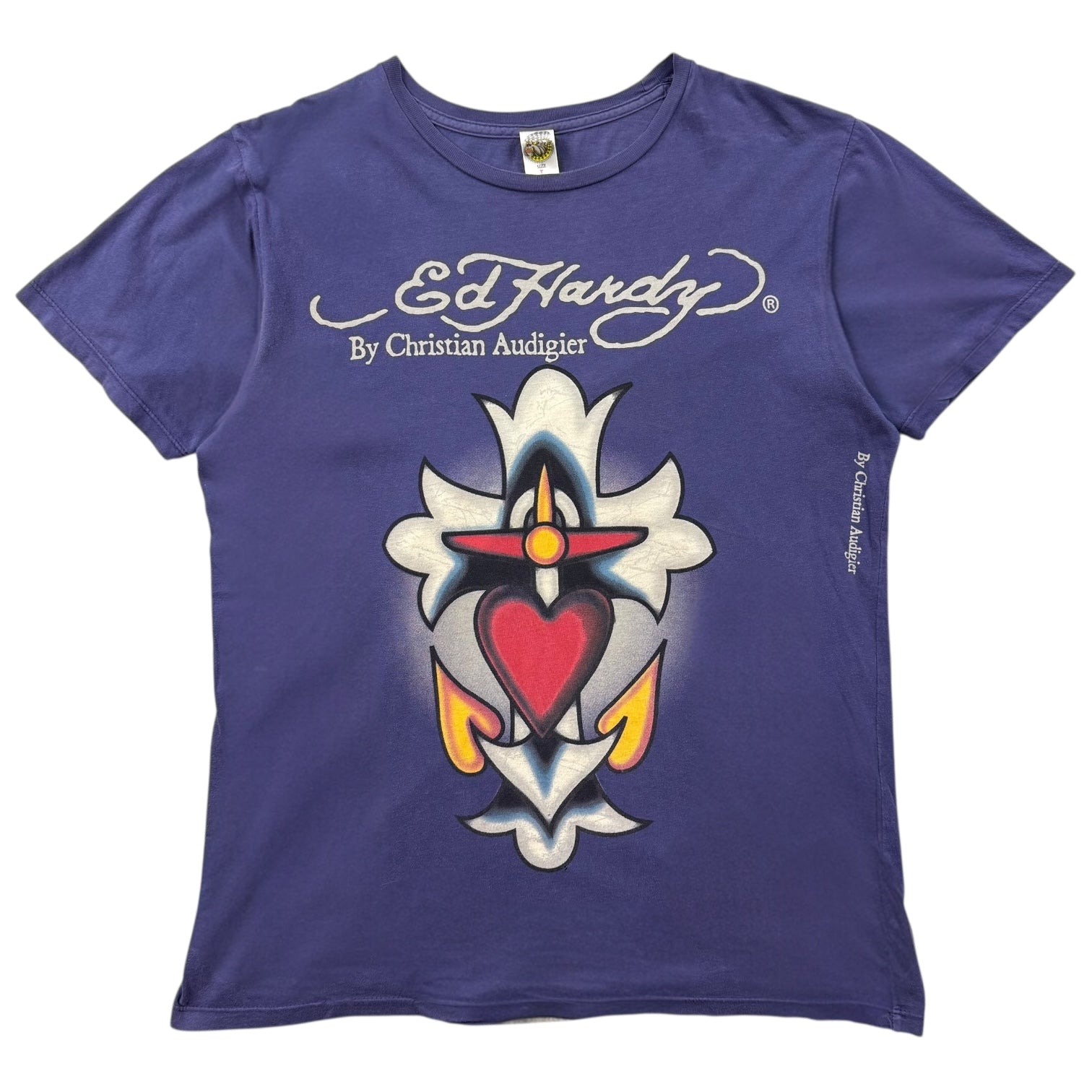 Vintage Y2K Ed Hardy By Christian Audigier Heart Tee Purple