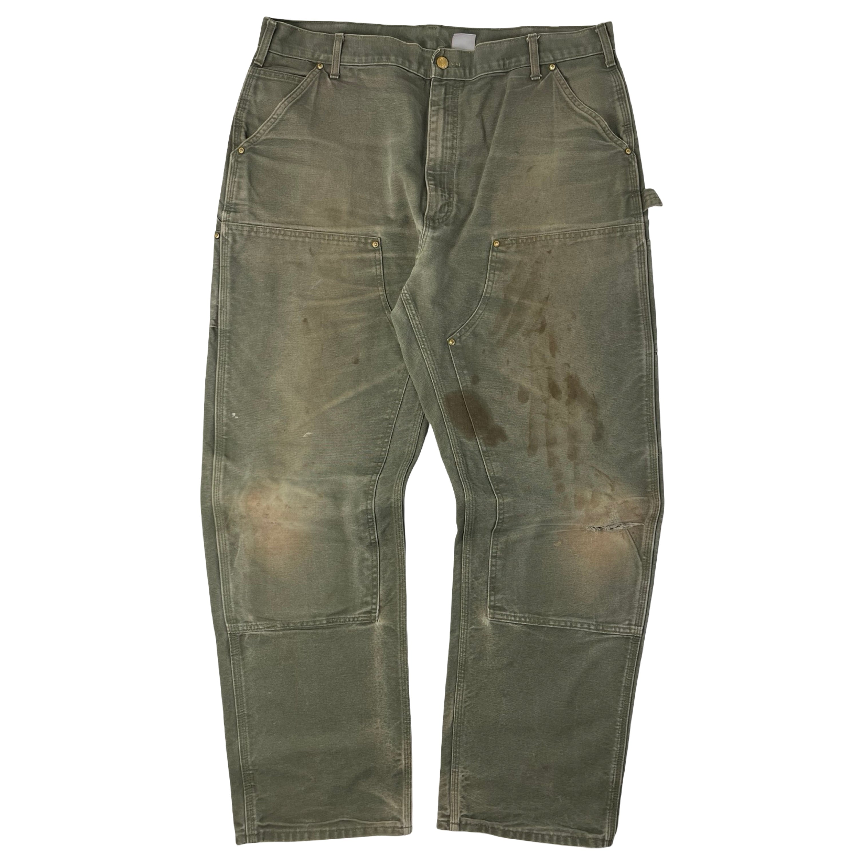 Vintage Carhartt Double Knee Carpenter Pants Faded Olive