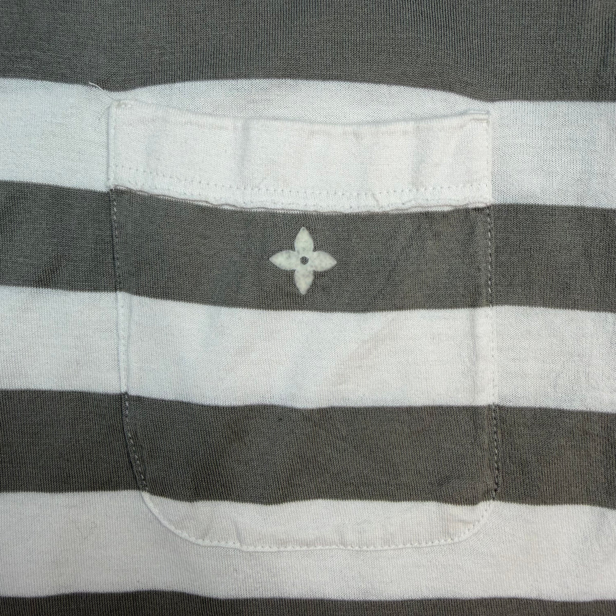 Louis Vuitton Monogram Flower Striped Pocket Tee Grey/White
