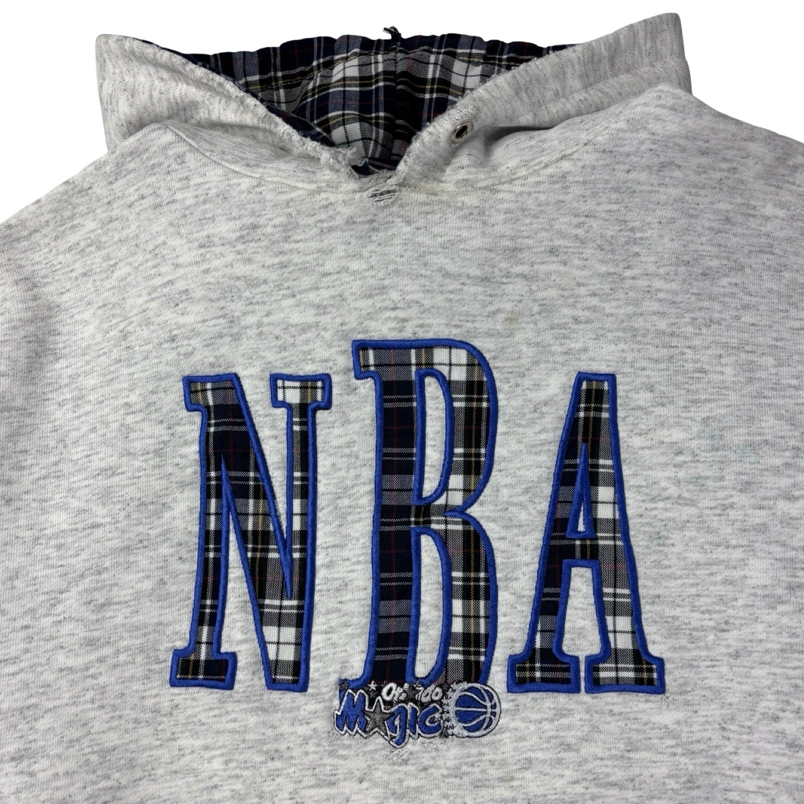 Vintage Nutmeg NBA Orlando Magic Plaid Pullover Hoodie Grey