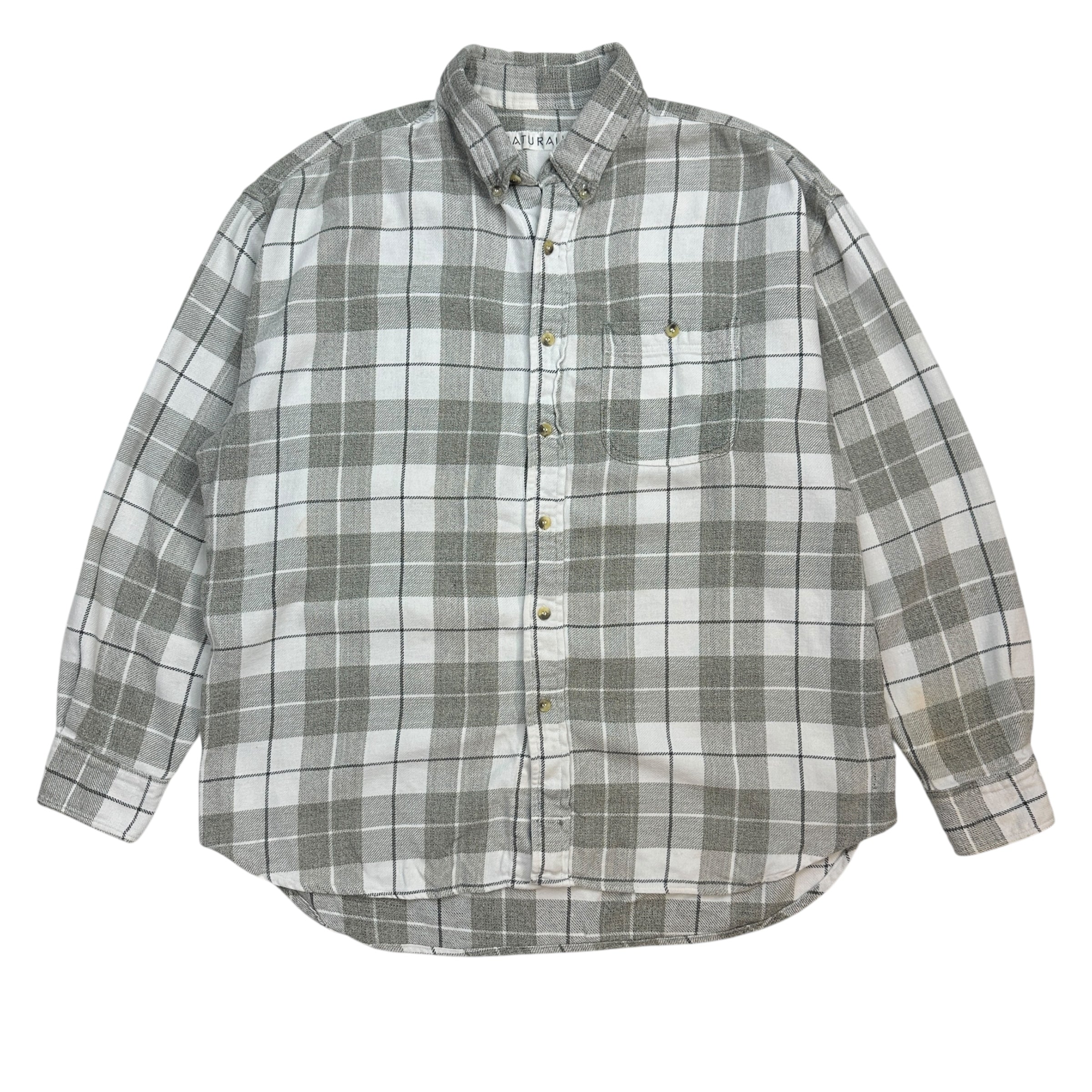 Vintage Plaid Button Up Shirt Grey/White