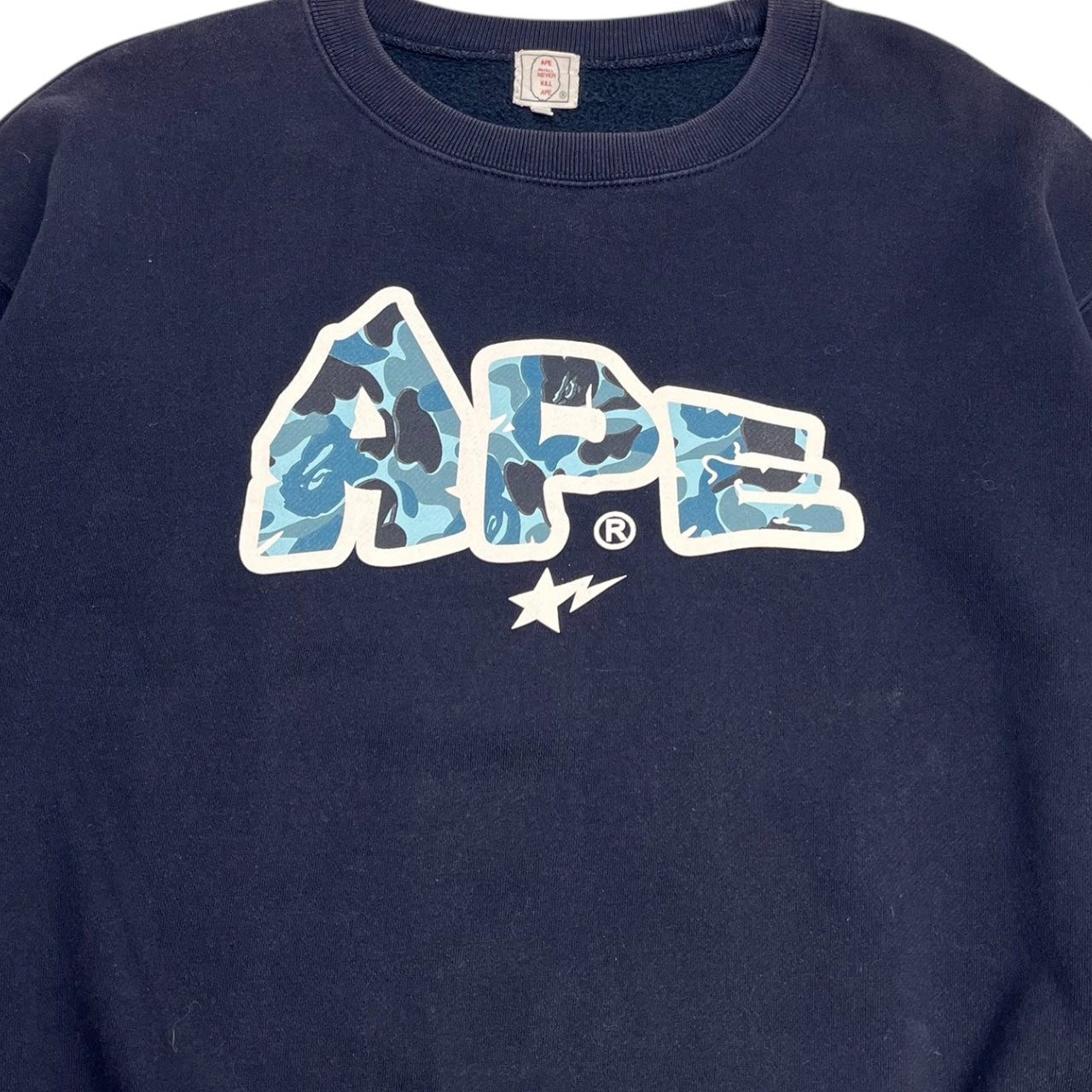 BAPE Bape Star Big Logo Crew Neck Navy