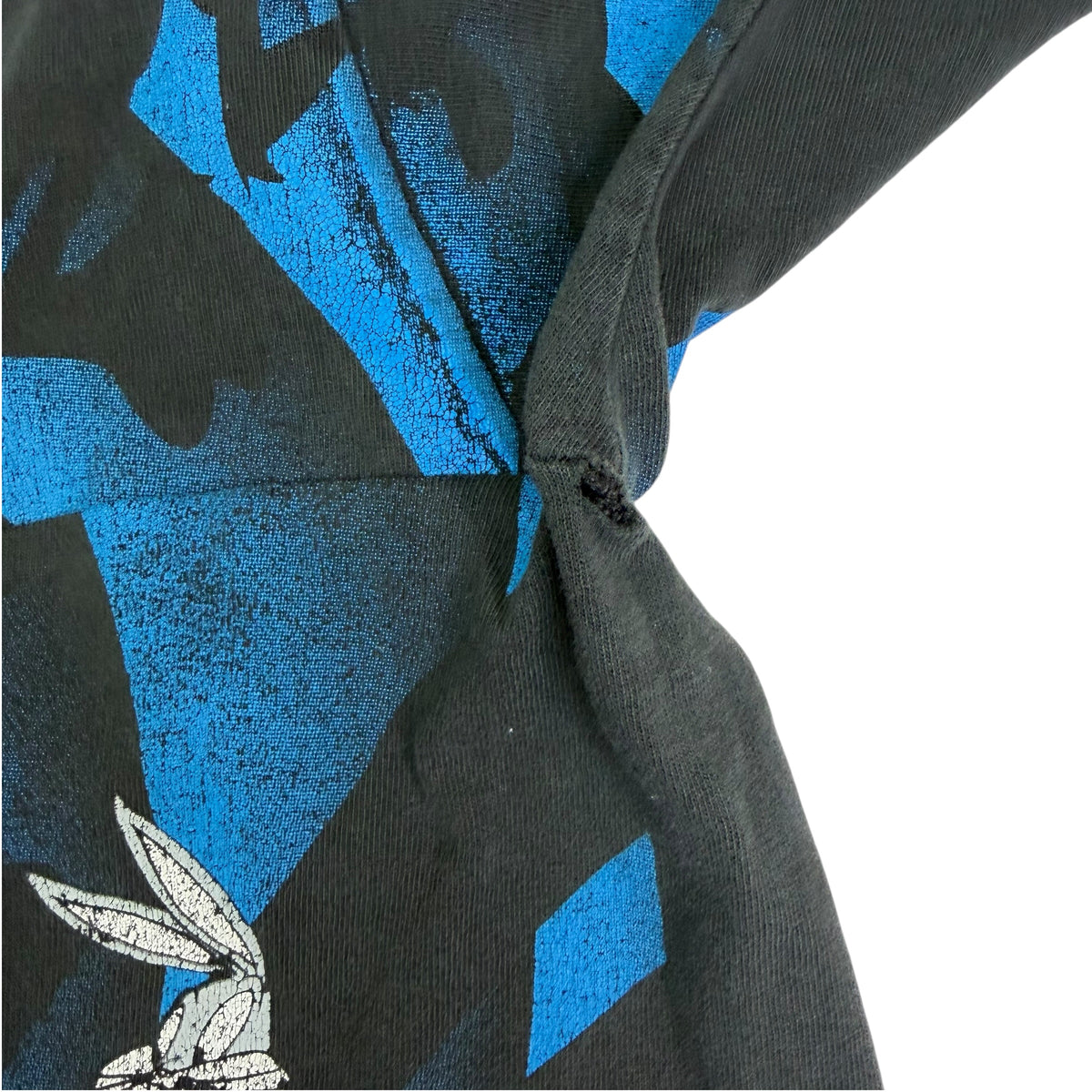 1992 Looney Tunes All Over Print Distressed Tee Faded Black/Blue