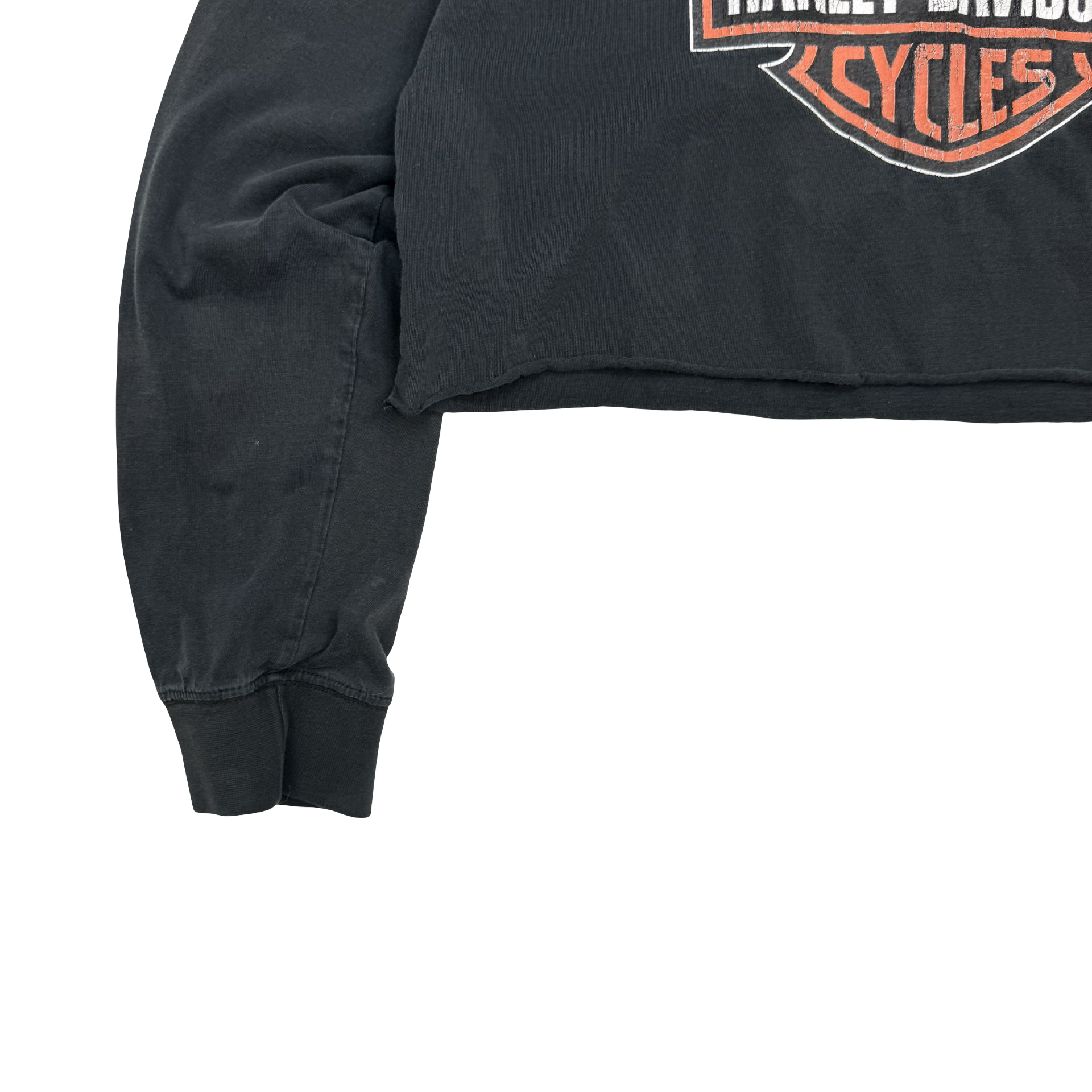 (W) Vintage Harley Davidson Cropped L/S Tee Black