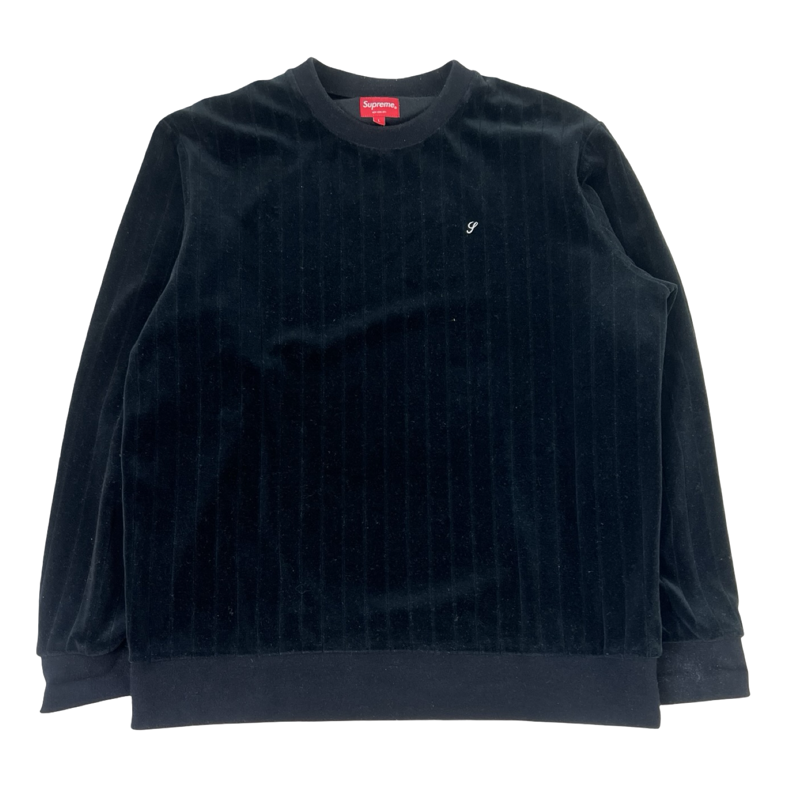 Supreme Ribbed Velour Crewneck Black