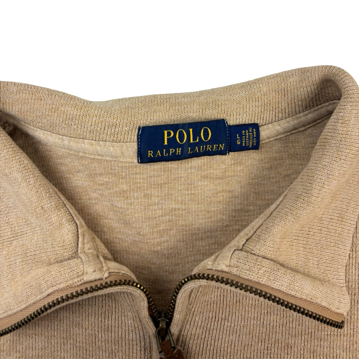 Vintage Polo Ralph Lauren Open Hem 1/4 Zip Beach Sand