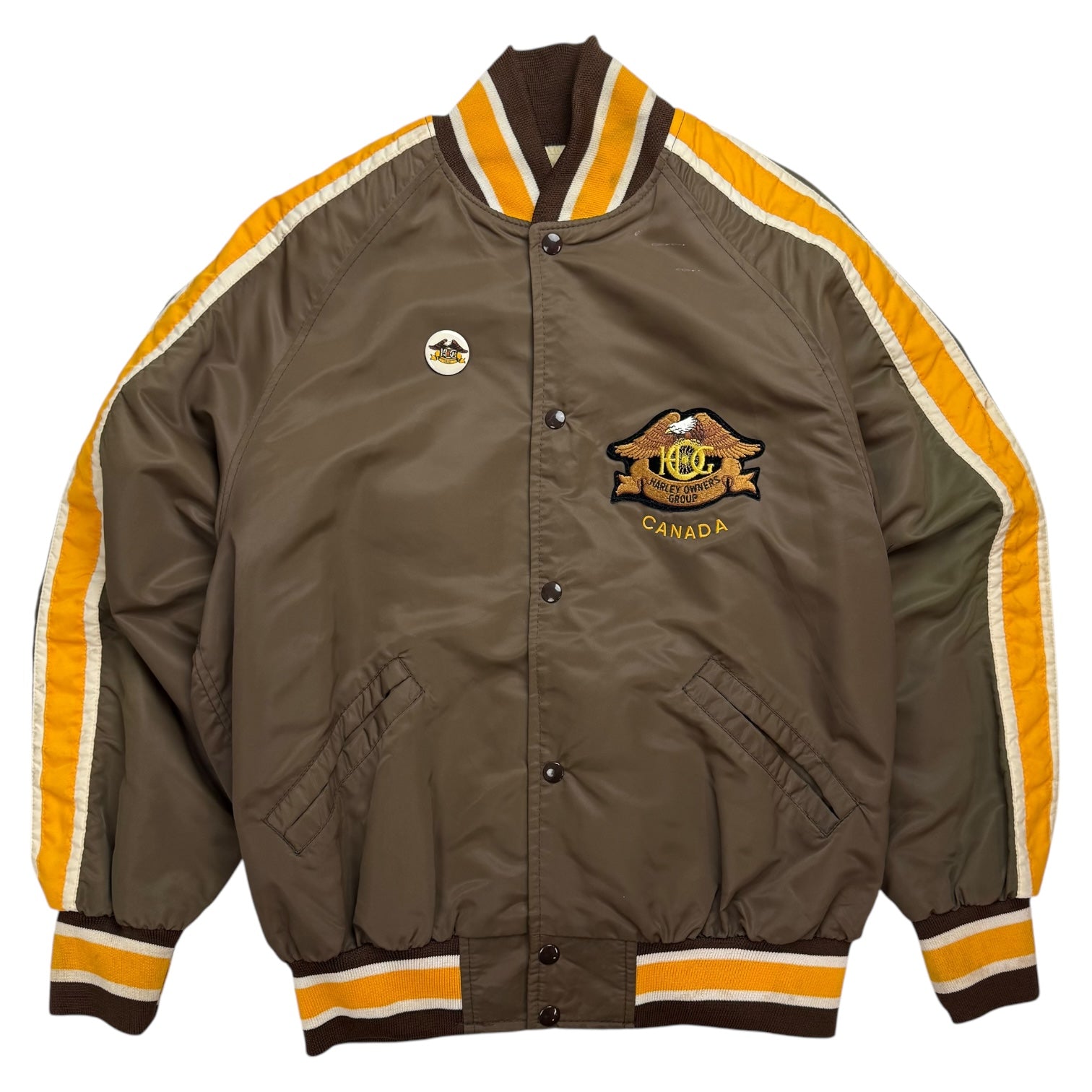 Vintage Harley Davidson Of Canada Owners Group Bomber Jacket Brown