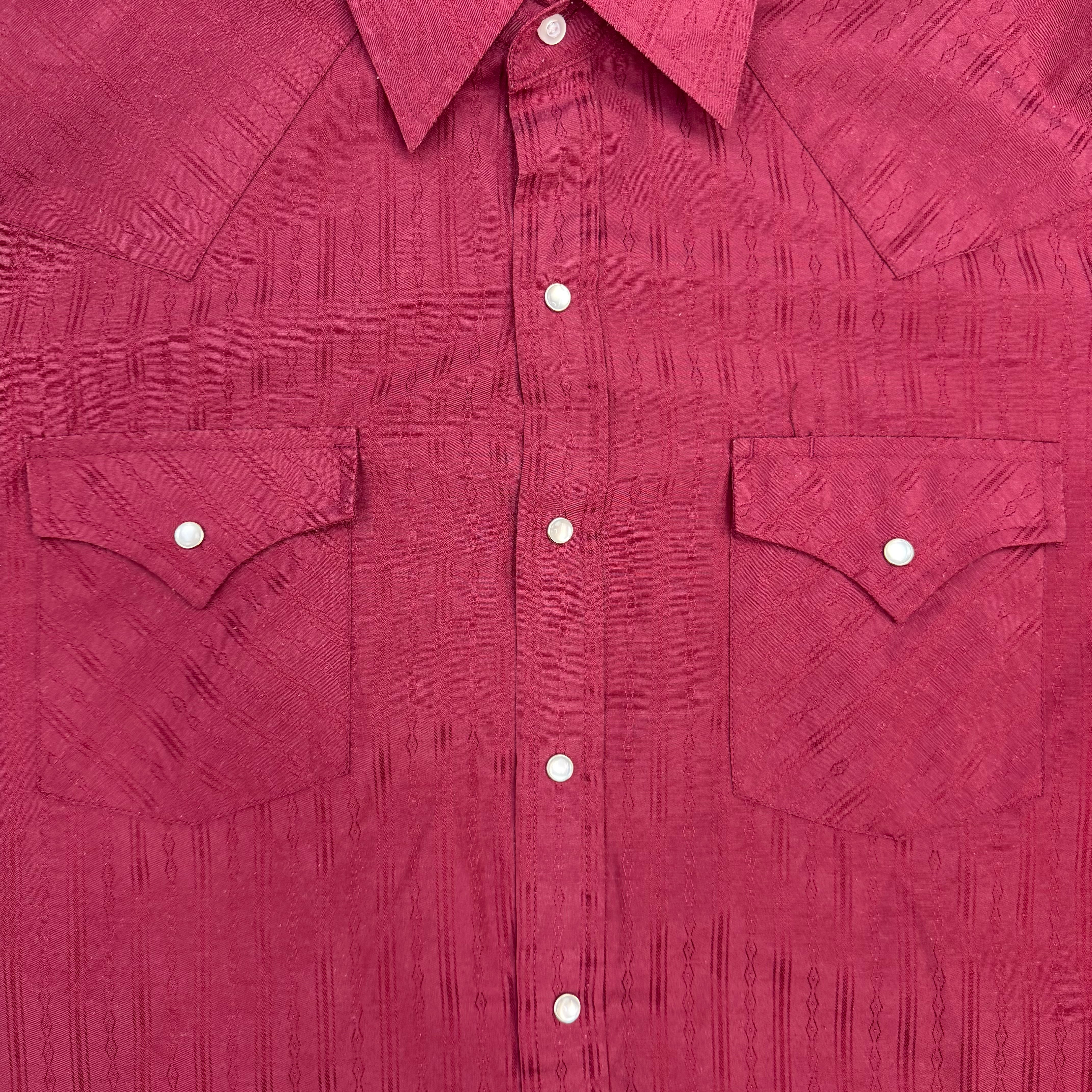 Vintage Plains Western Wear Snap Button Up Shirt Burgundy