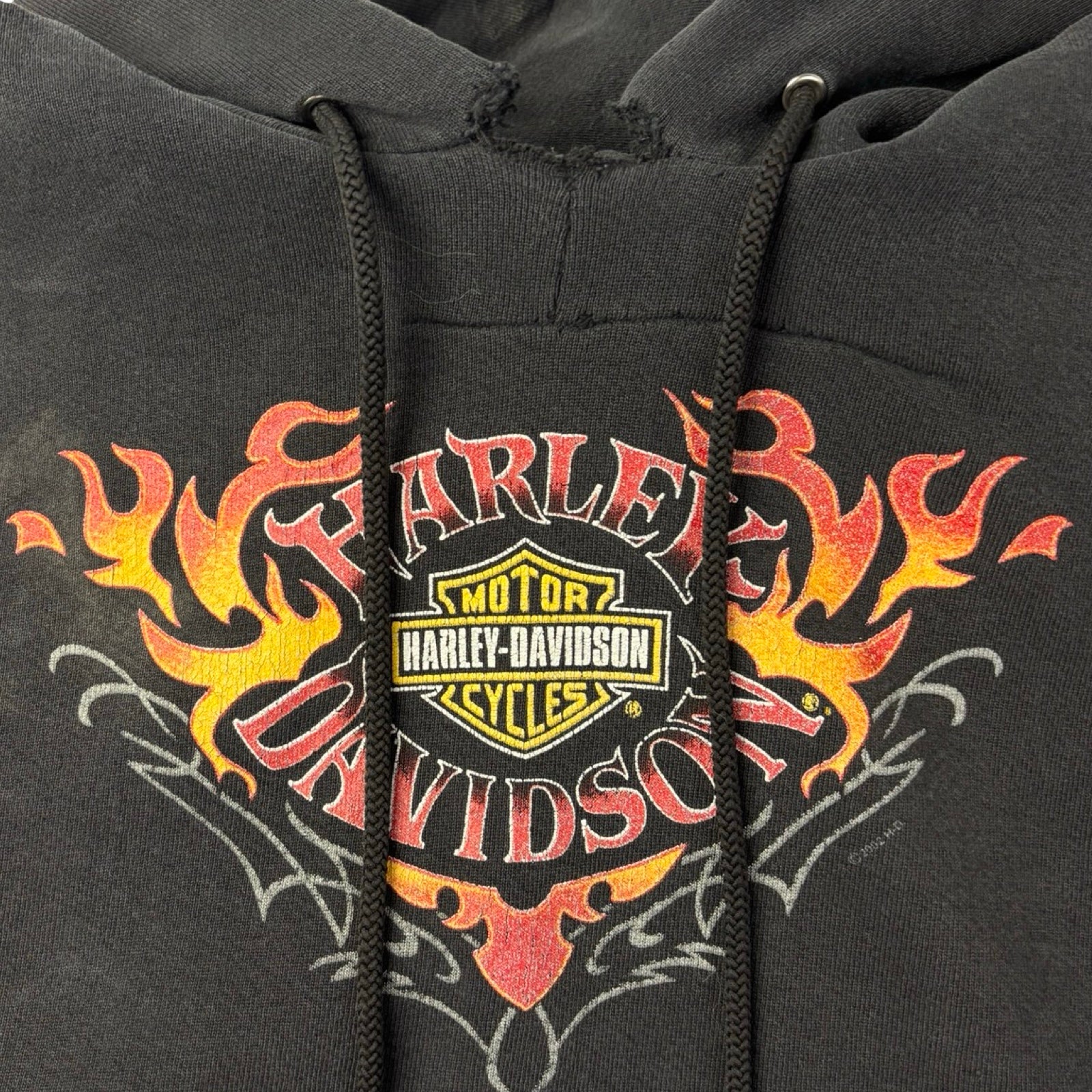 2001 Harley Davidson Kelowna BC Flame Sleeve Zip Up Hoodie